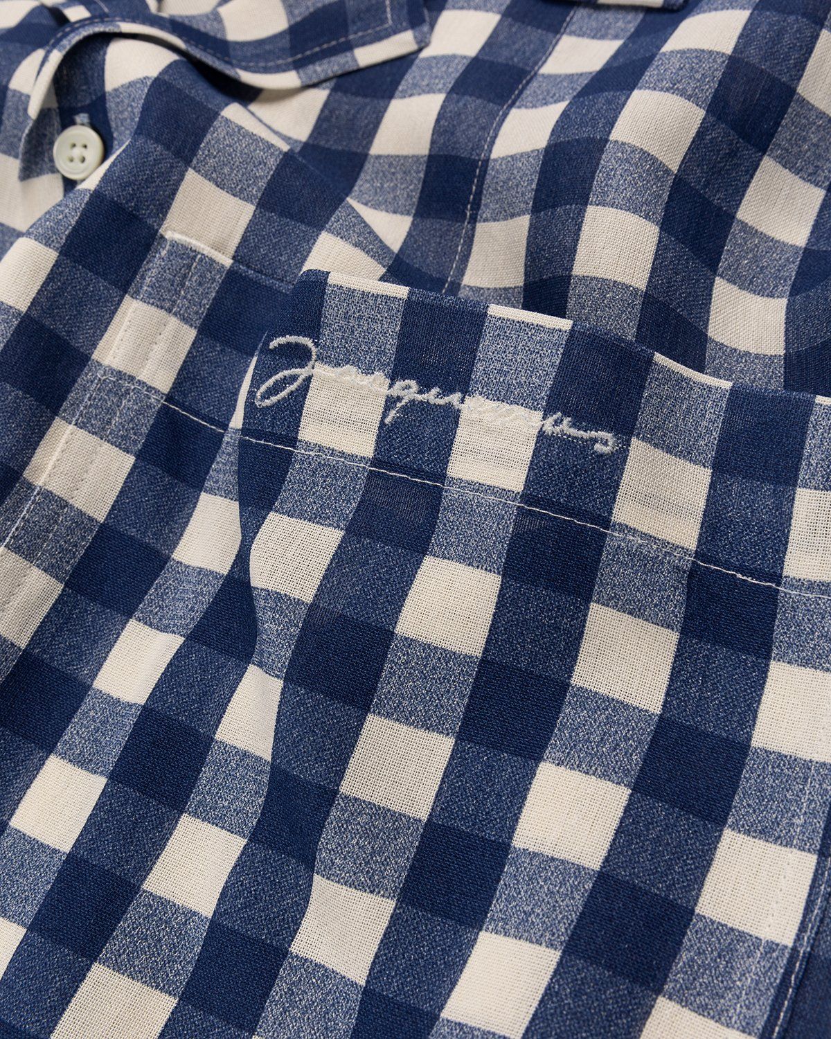 JACQUEMUS – La Chemise Jean Navy Checks - Shirts - Blue - Image 3