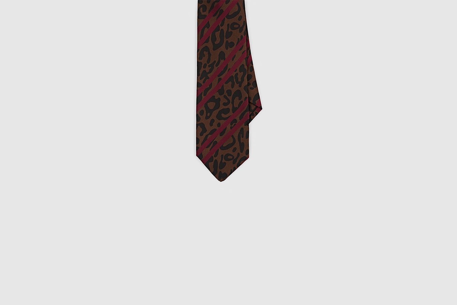 Leopard-Print & Striped Silk Tie