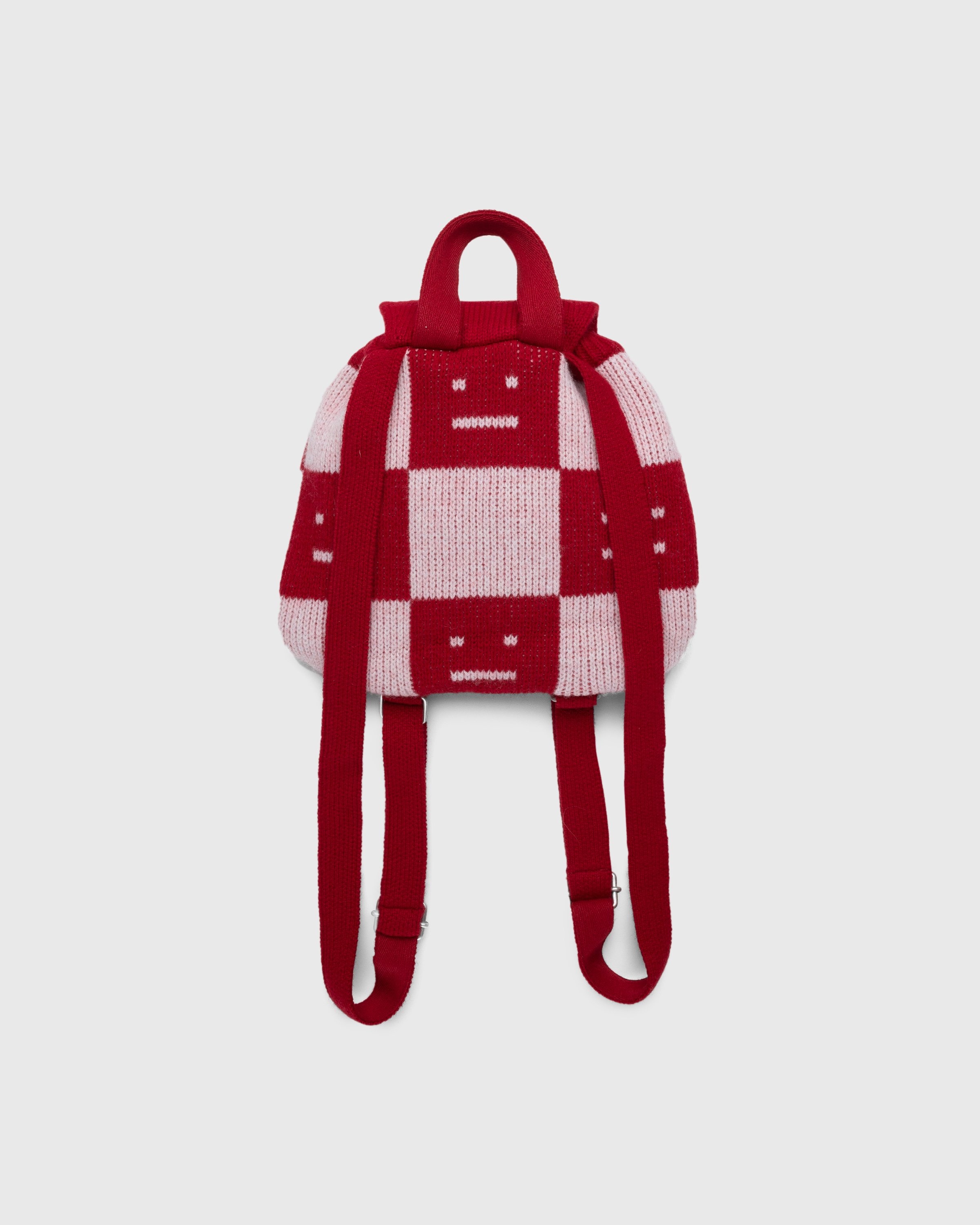 Acne Studios – Knit Face Backpack Deep Red/Faded Pink/Melange - Bags - Red - Image 2