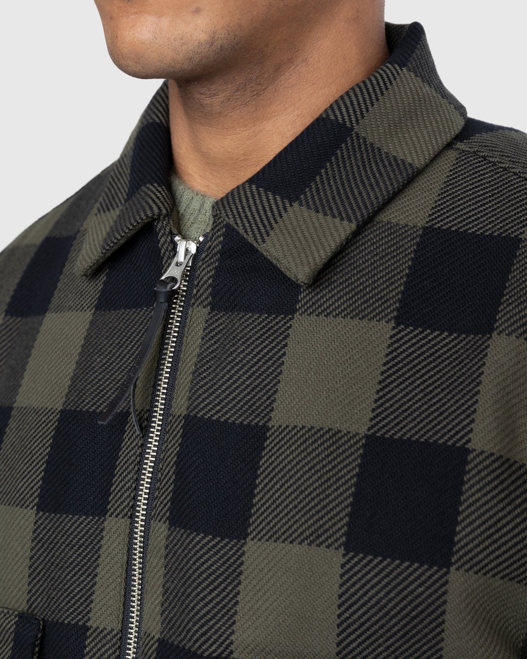 Highsnobiety – Buffalo Check Zip Shirt Olive - Shirts - Green - Image 8