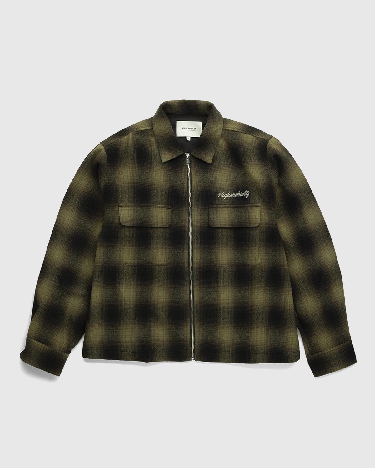 Highsnobiety – Plaid Zip Shirt Green Black - Shirts - Green - Image 1