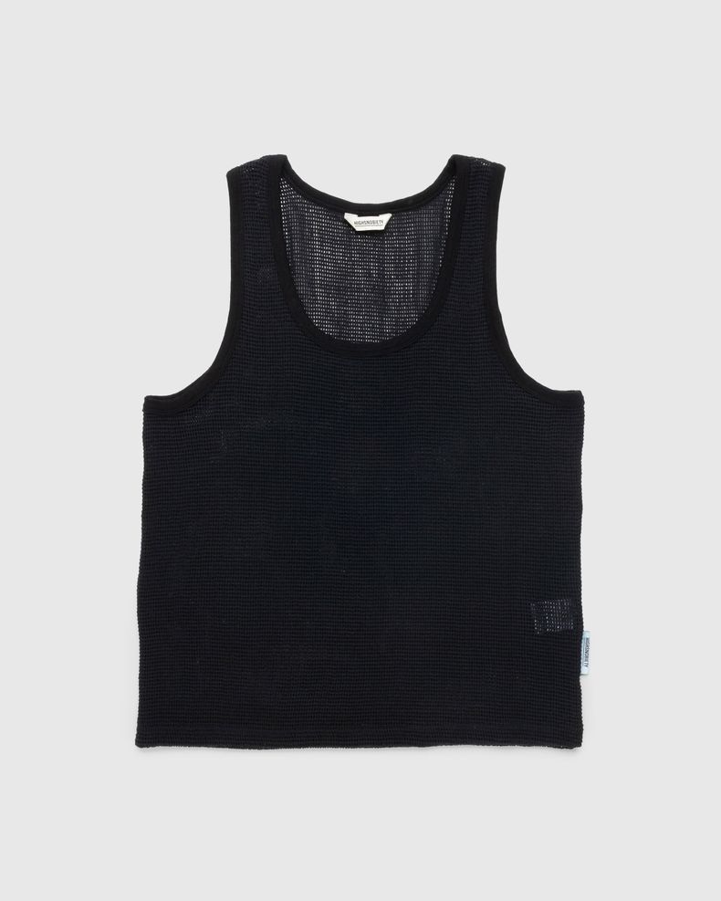 Cotton Mesh Knit Tank Top Black