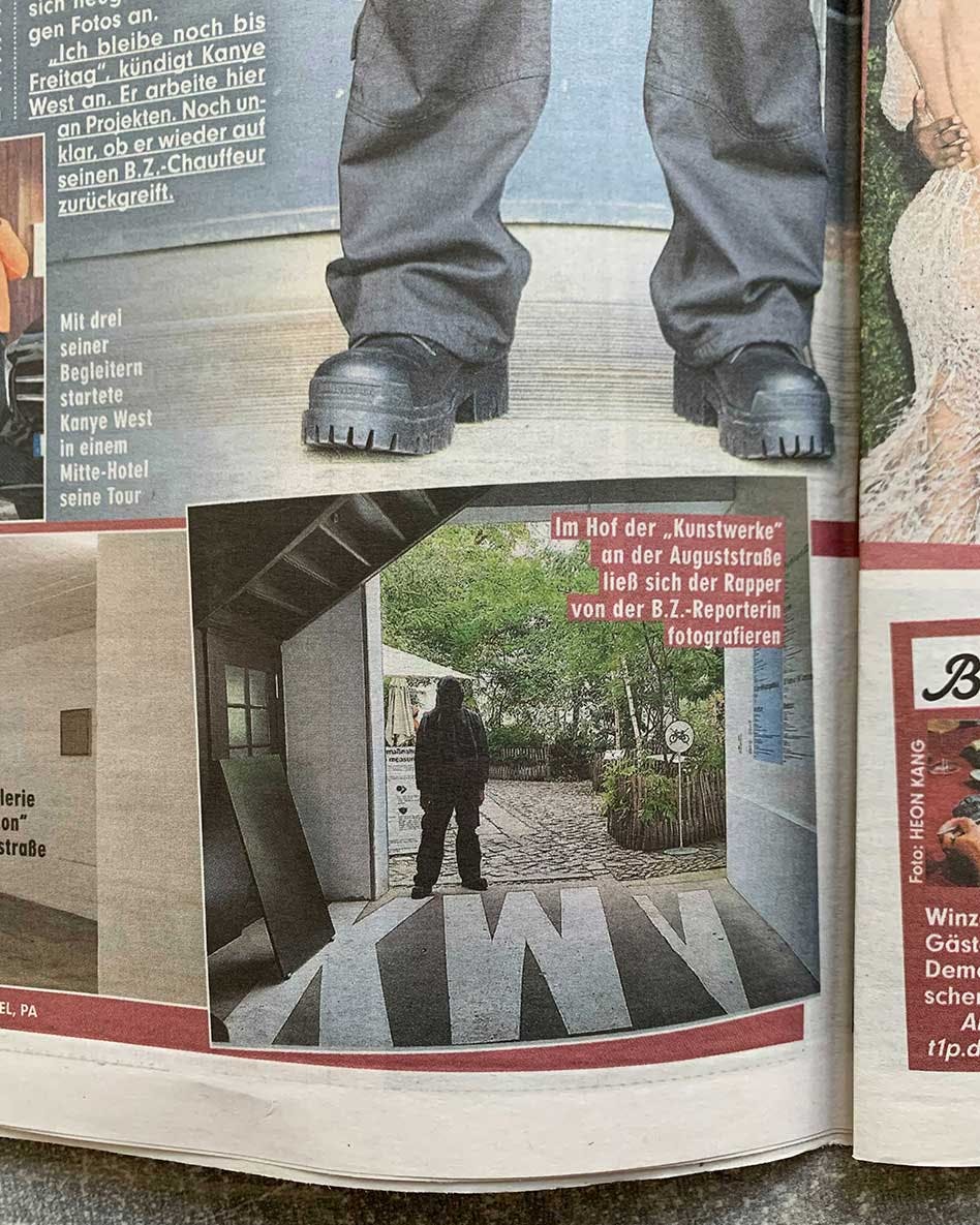 kanye west berlin kw institute hoodie merch buy bild newspaper donda outfit scan
