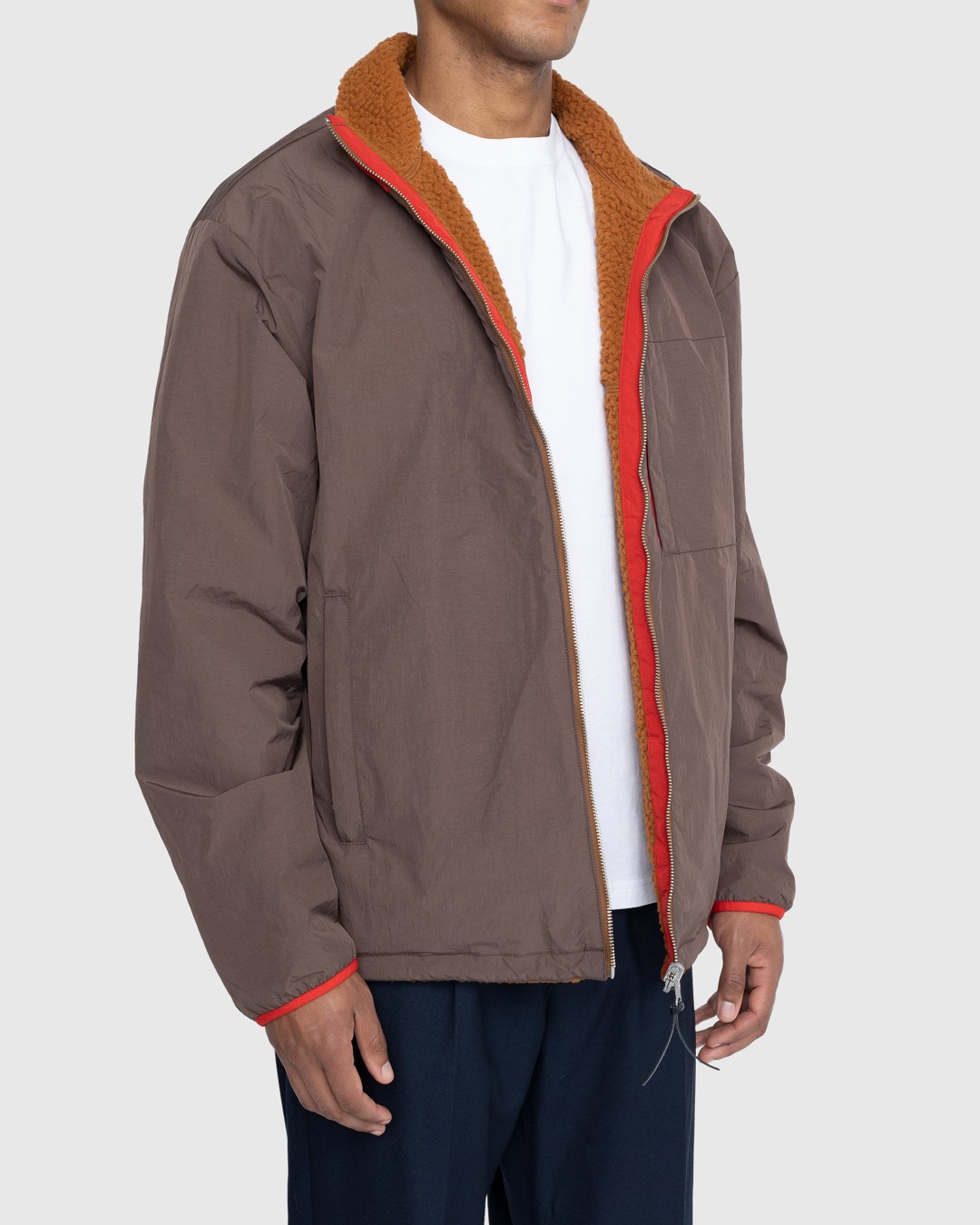 Highsnobiety – Reversible Polar Fleece Zip Jacket Chili Red/ Dark Brown - Outerwear - Brown - Image 5