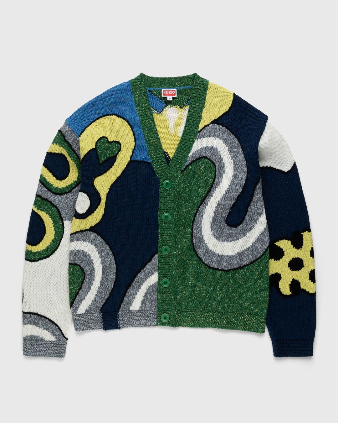 Kenzo – Wavy Stripe Wool Cardigan Midnight Blue - Knitwear - Blue - Image 1