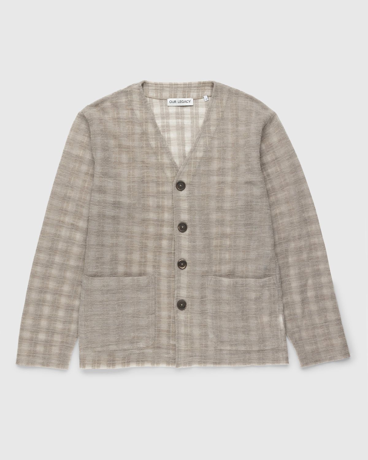 Our Legacy – Cardigan Grey Disintegration Check - Knitwear - Grey - Image 1