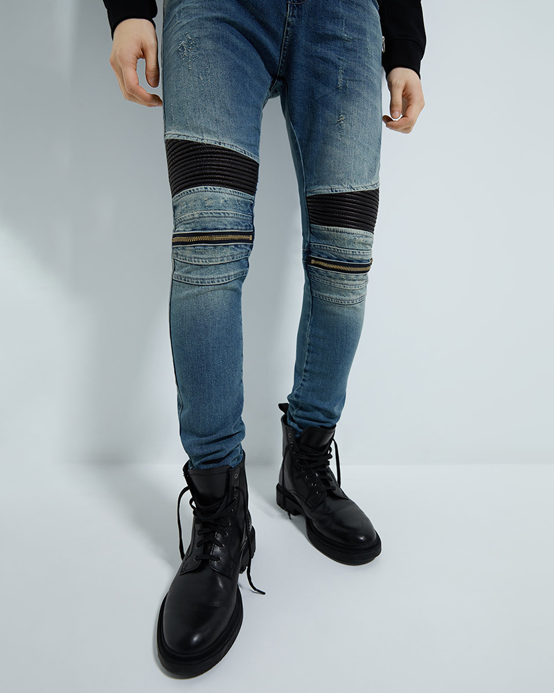 Zara Combination Skinny Biker jeans