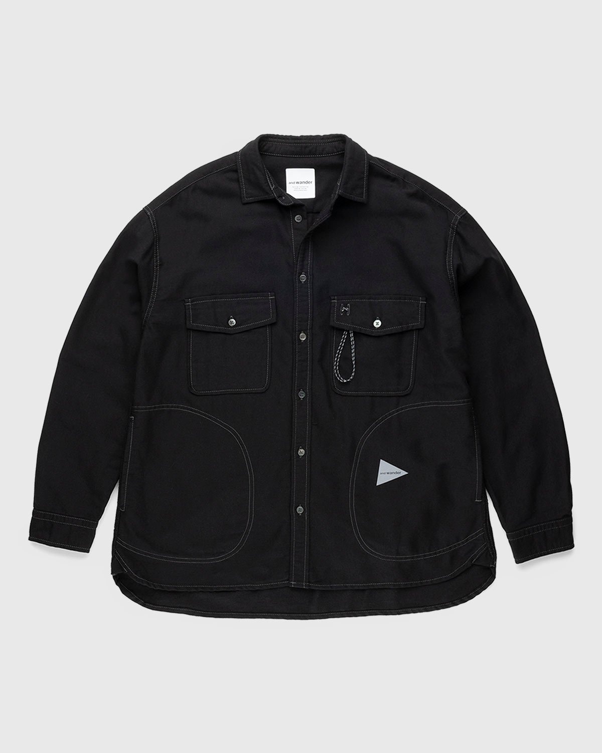 And Wander – Thermonel Pullover Shirt (M) Black - Overshirt - Black - Image 1