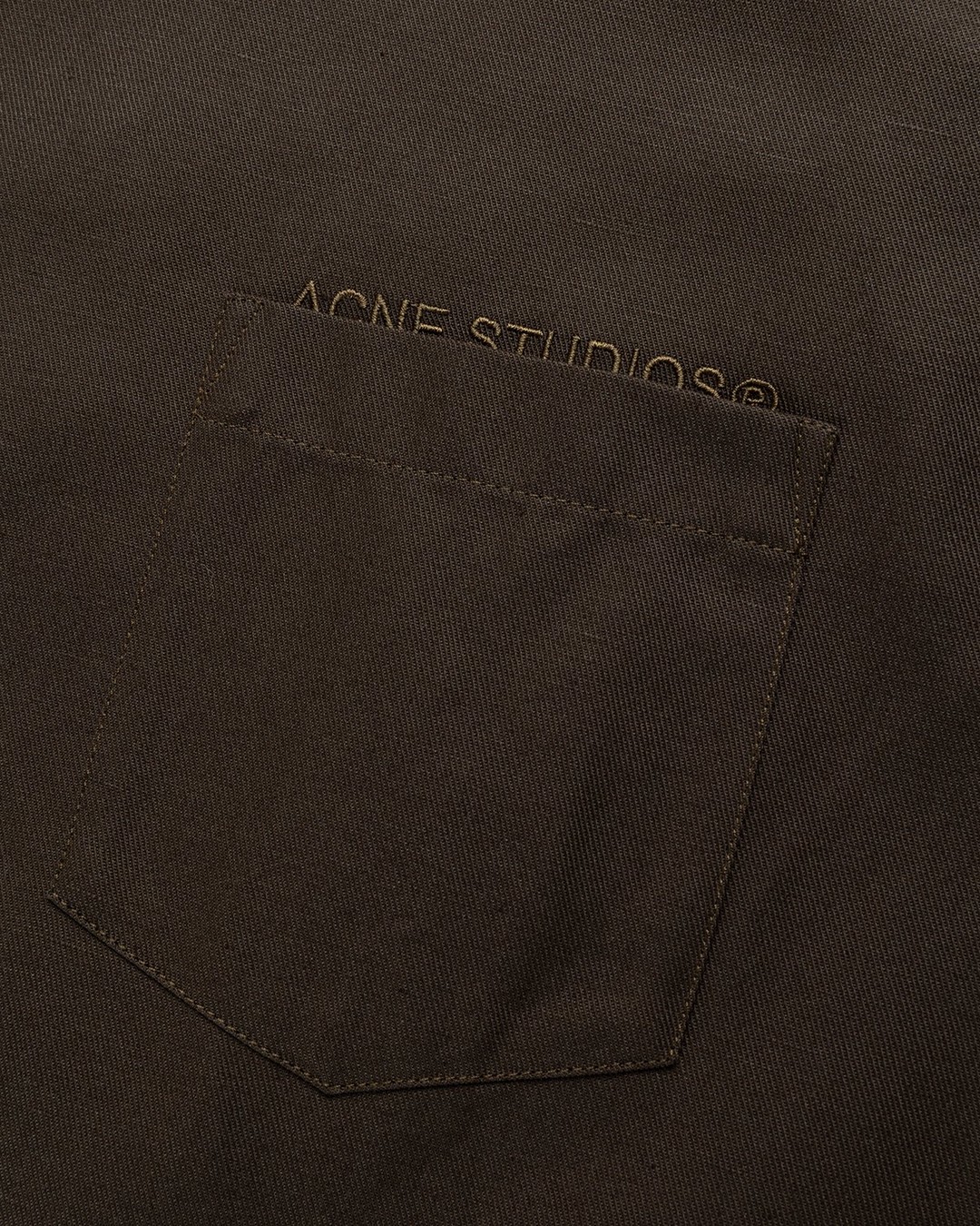 Acne Studios – Linen Blend Button-Up Shirt Dark Olive - Longsleeve Shirts - Green - Image 3