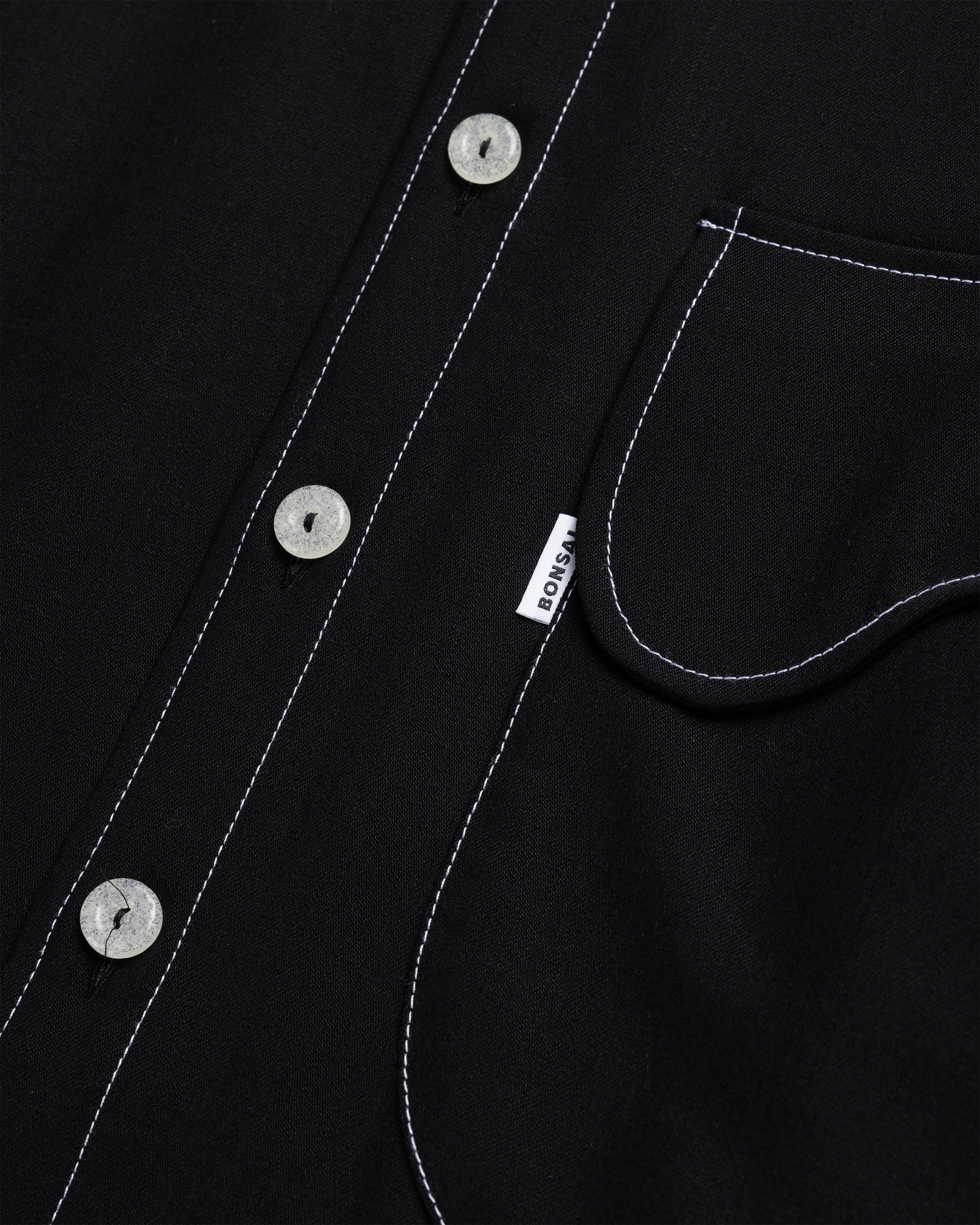 Bonsai – Contrast Stitch Button-Down Black - Shirts - Blue - Image 6
