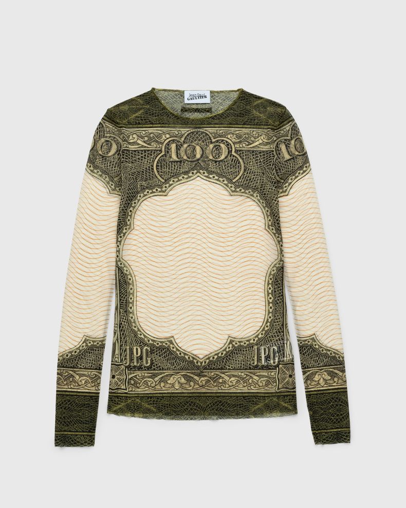 Jean Paul Gaultier – Long-Sleeve Cartouche Top Green/Ecru/Black/Orange
