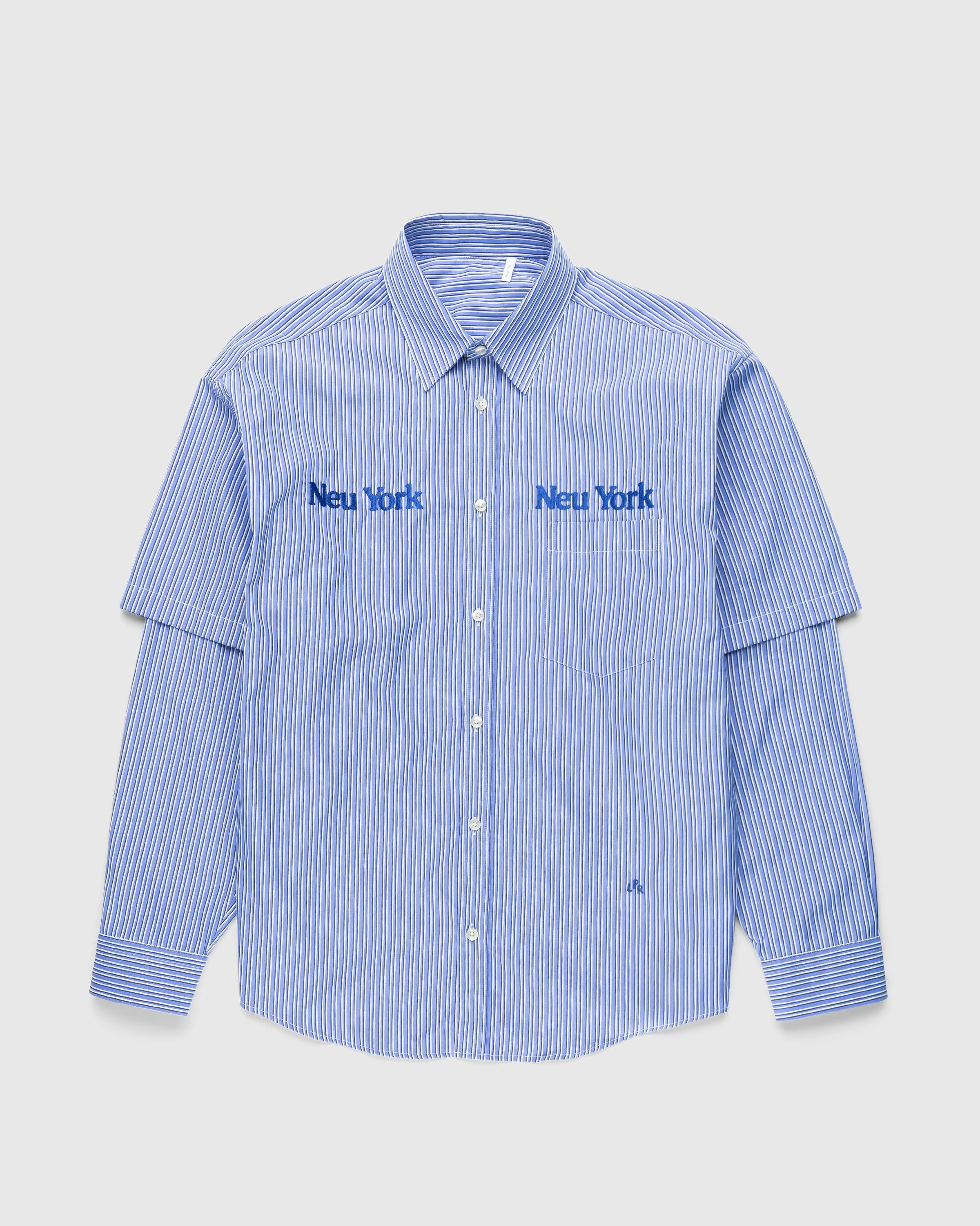 Highsnobiety x Le Père – "Neu York Neu York" Double Sleeve Shirt Blue - Shirts - Blue - Image 1