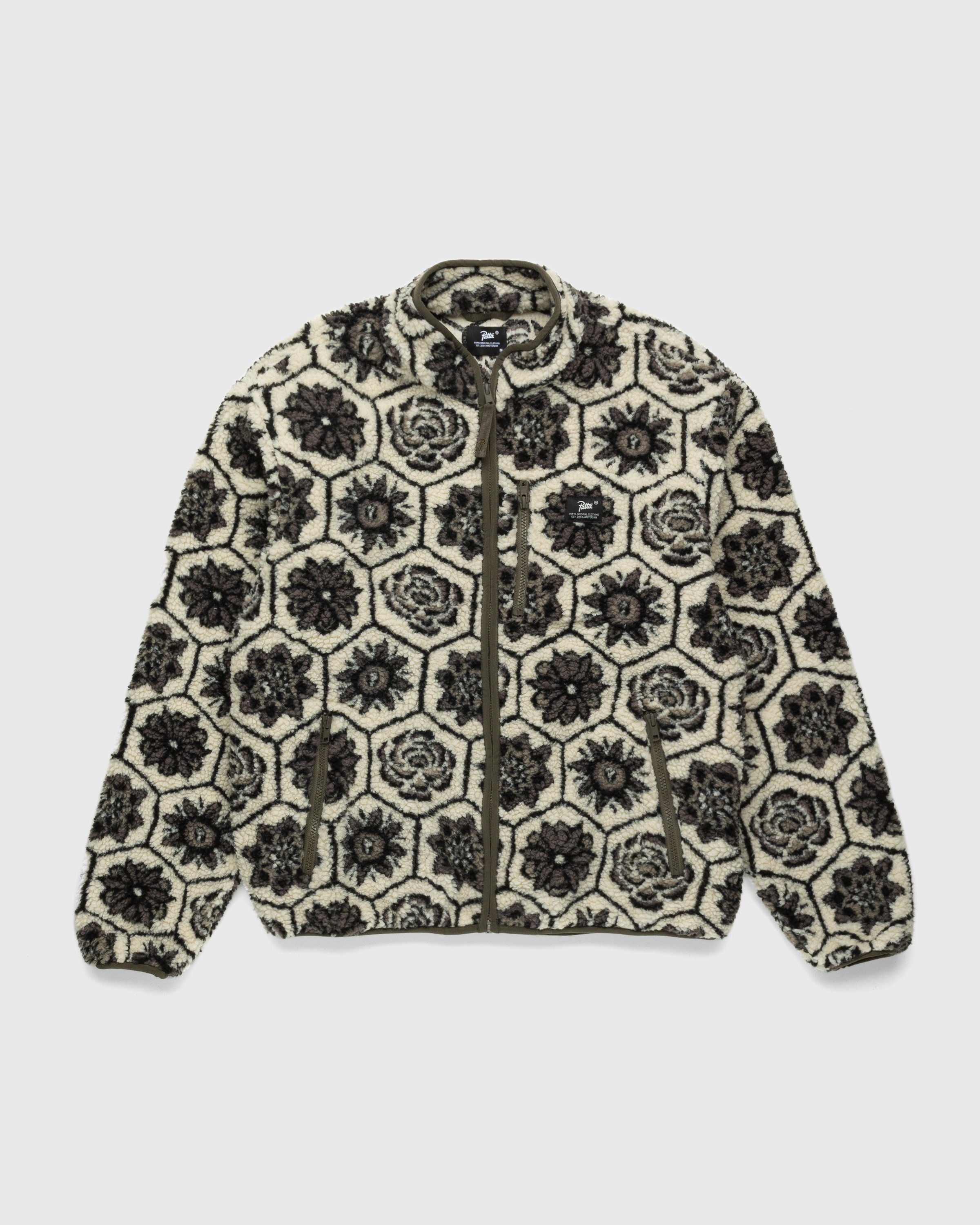 Patta – Wall Flower Fleece Jacket Birch/Dark Gull Grey - Outerwear - Grey - Image 1