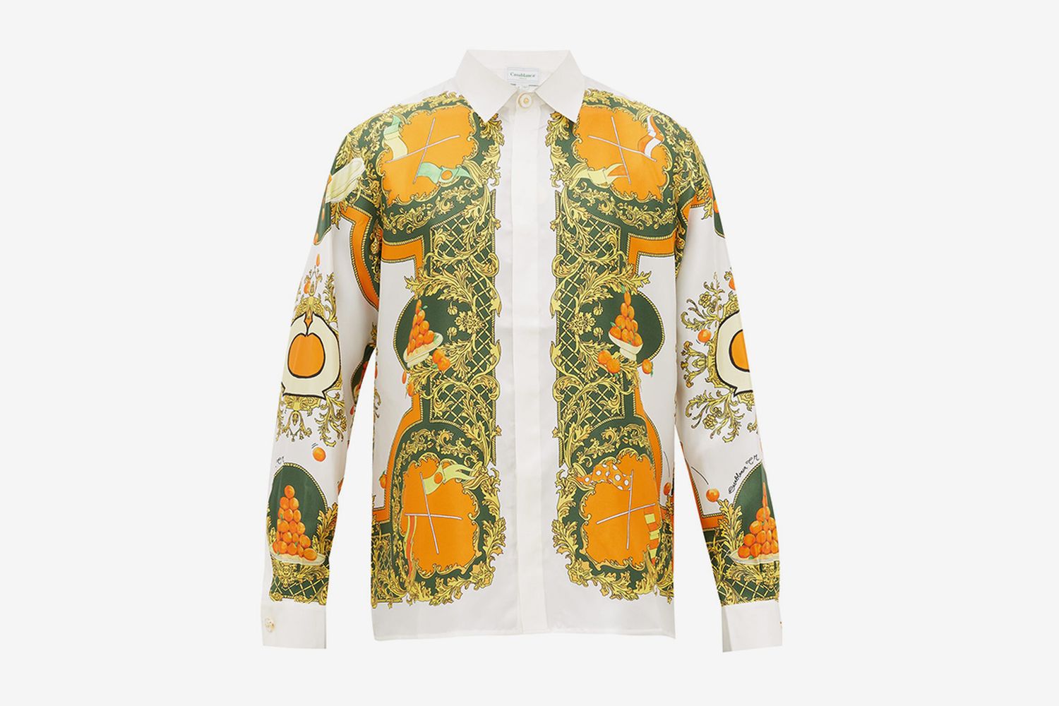 Baroque-Print Silk Shirt