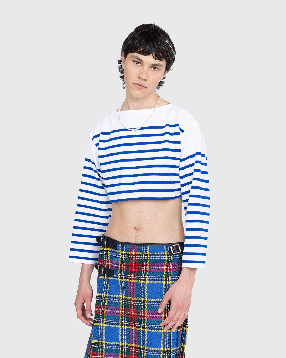 Jean Paul Gaultier x Highsnobiety – La Marinière Crop Top - Longsleeves - Blue - Image 3