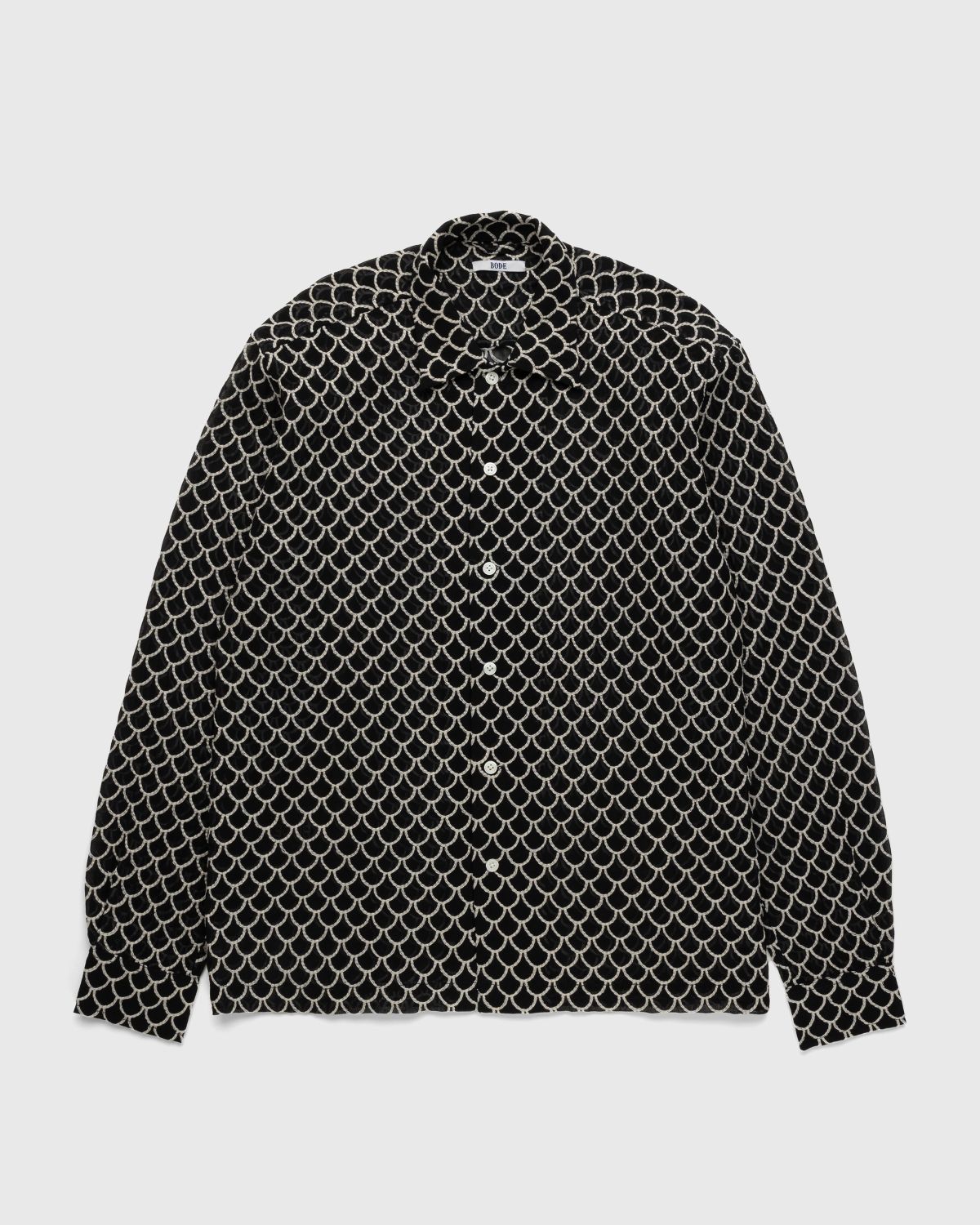 Bode – Embroidered Sheer Siren Long-Sleeve Shirt Black - Shirts - Black - Image 1