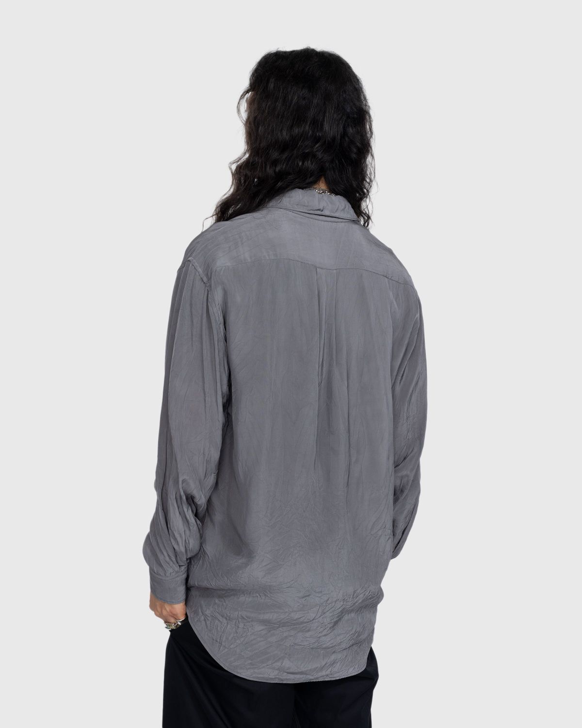 Lemaire – Crinkled Longsleeve Shirt Aluminum - Shirts - Grey - Image 3