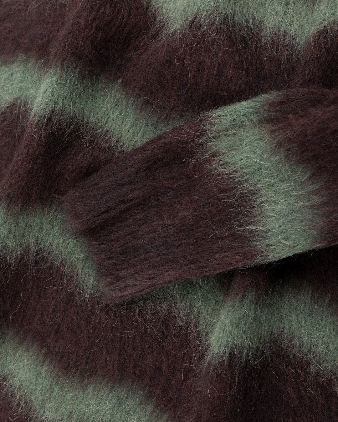 Acne Studios – Striped Fuzzy Sweater Brown/Military Green - Crewnecks - Brown - Image 4