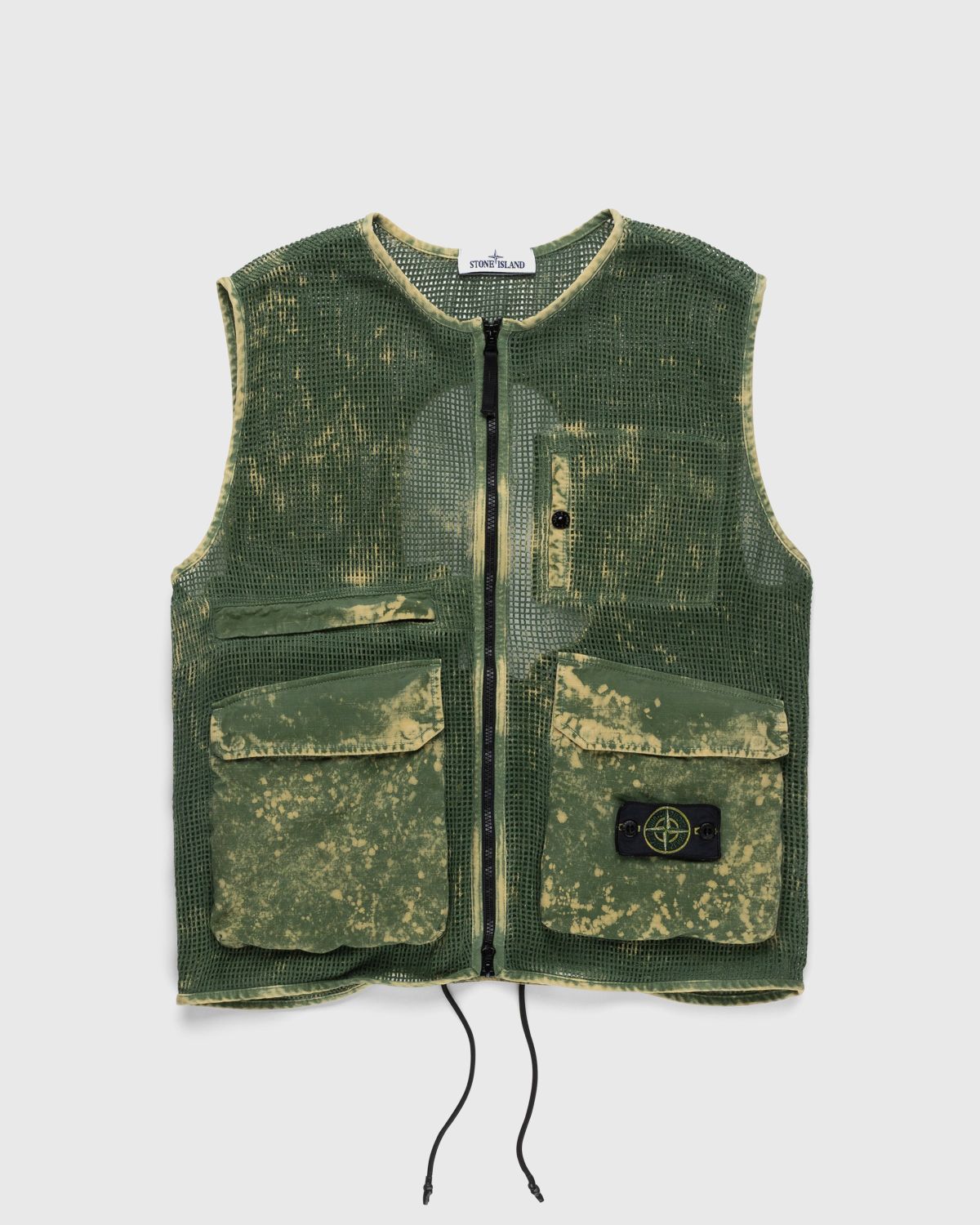 Stone Island – G0622 Garment-Dyed Cotton Mesh Vest Olive - Outerwear - Green - Image 1
