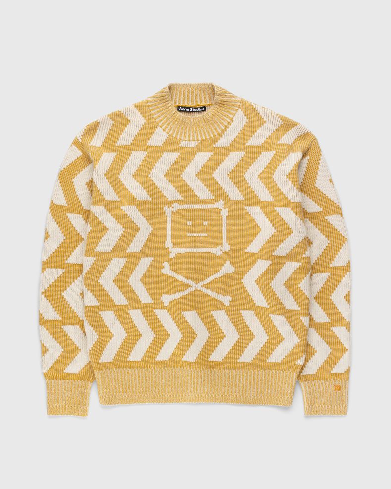 Acne Studios – Face Crossbones and Arrow Crewneck Sweater Yellow