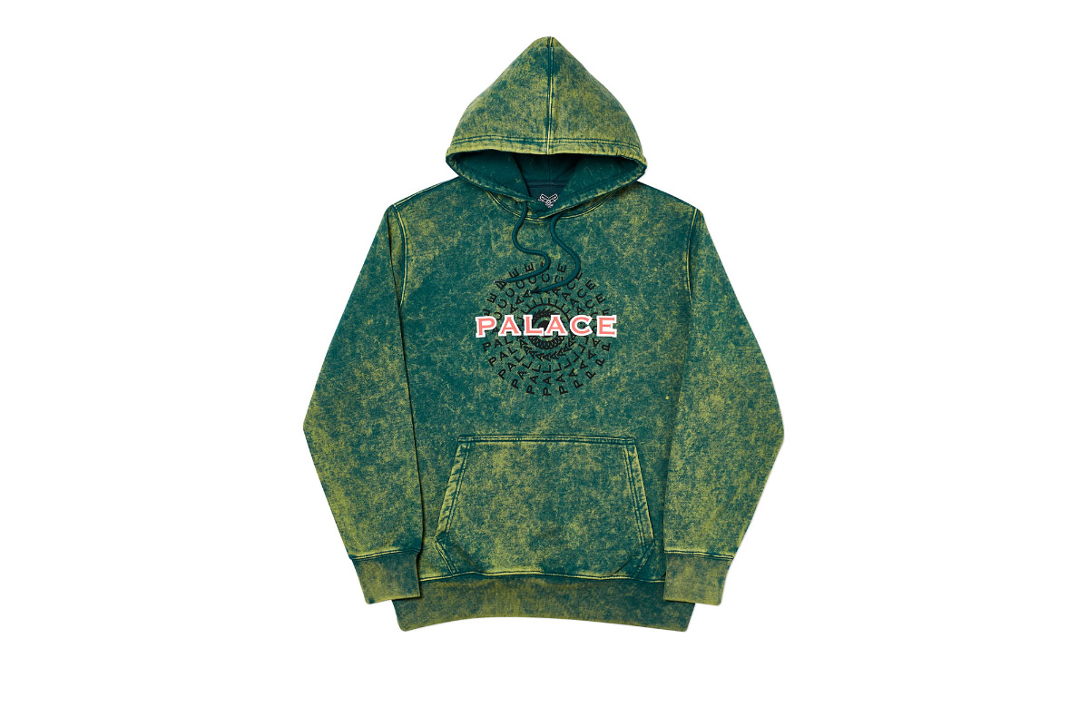 Palace 2019 Autumn Hood Piricle Acid Wash Green Front