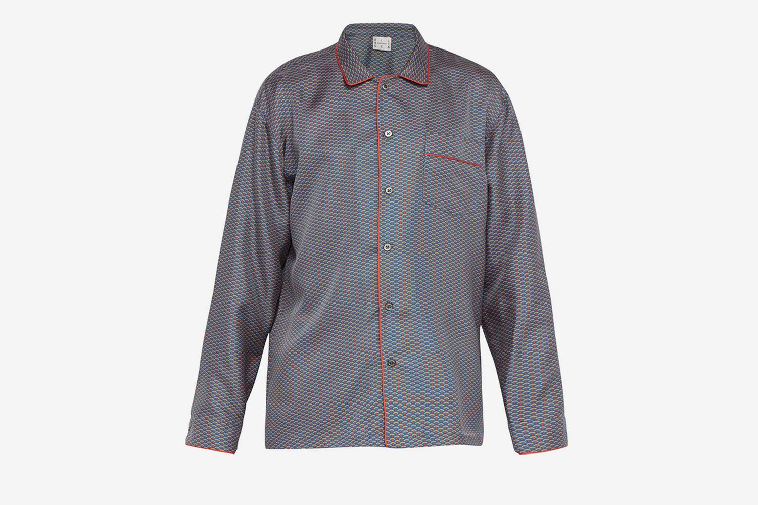 Wave-Print Silk-Satin Pyjama Top