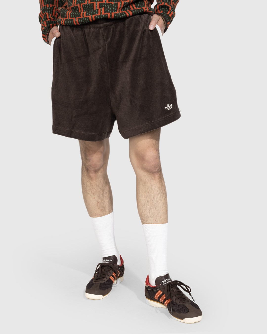 Brown top adidas shorts