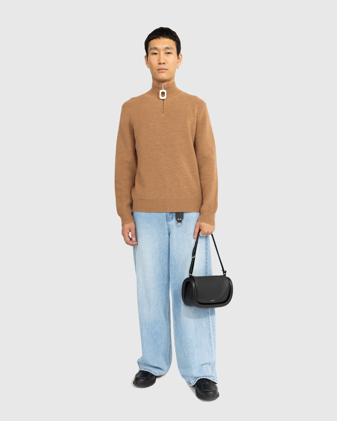 J.W. Anderson – Quarter-Zip Knit Jumper Praline - Knitwear - Brown - Image 3