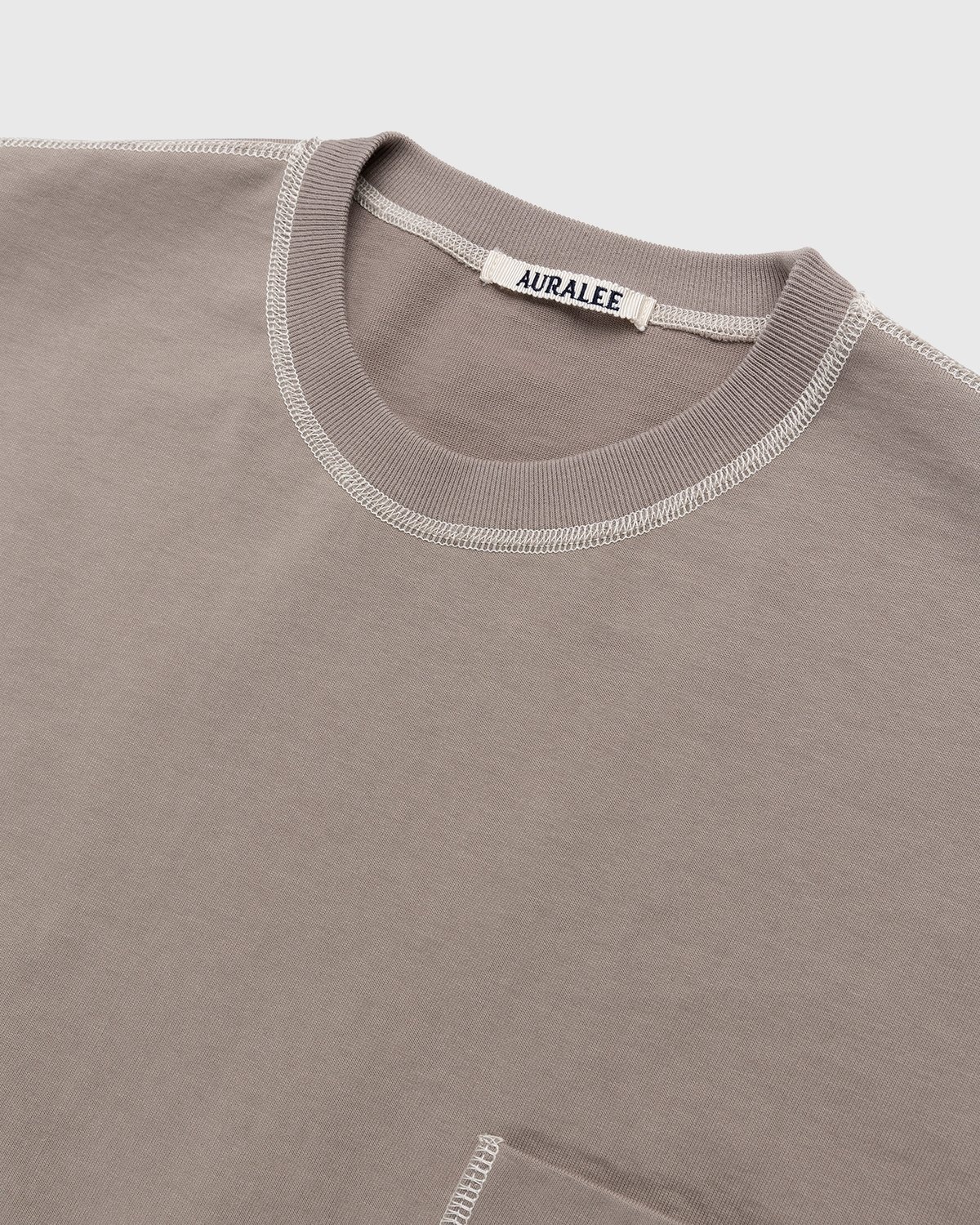 Auralee – Cotton Knit Pocket T-Shirt Grey Beige - T-shirts - Beige - Image 3