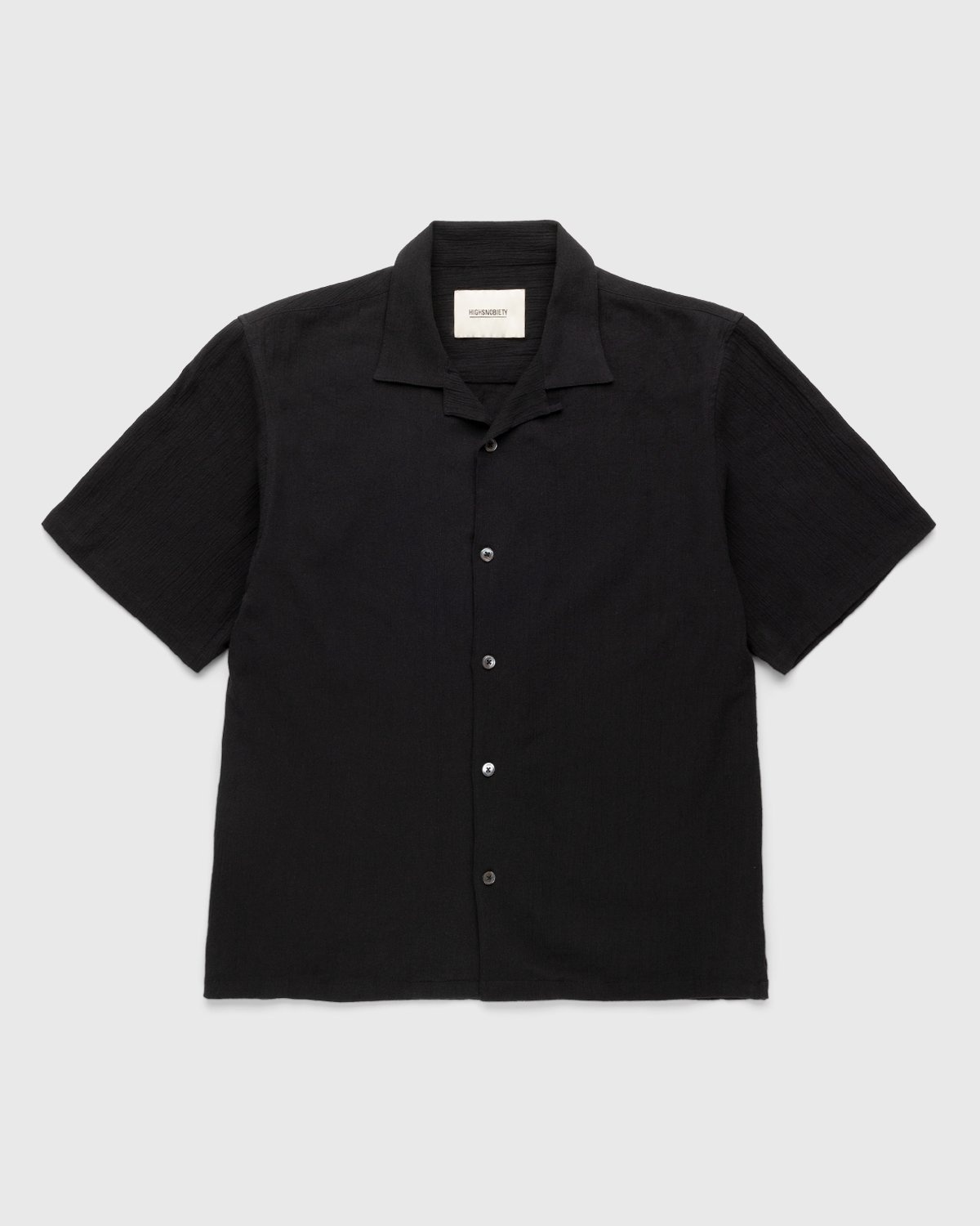 Highsnobiety – Crepe Short Sleeve Shirt Black - Shirts - Black - Image 1