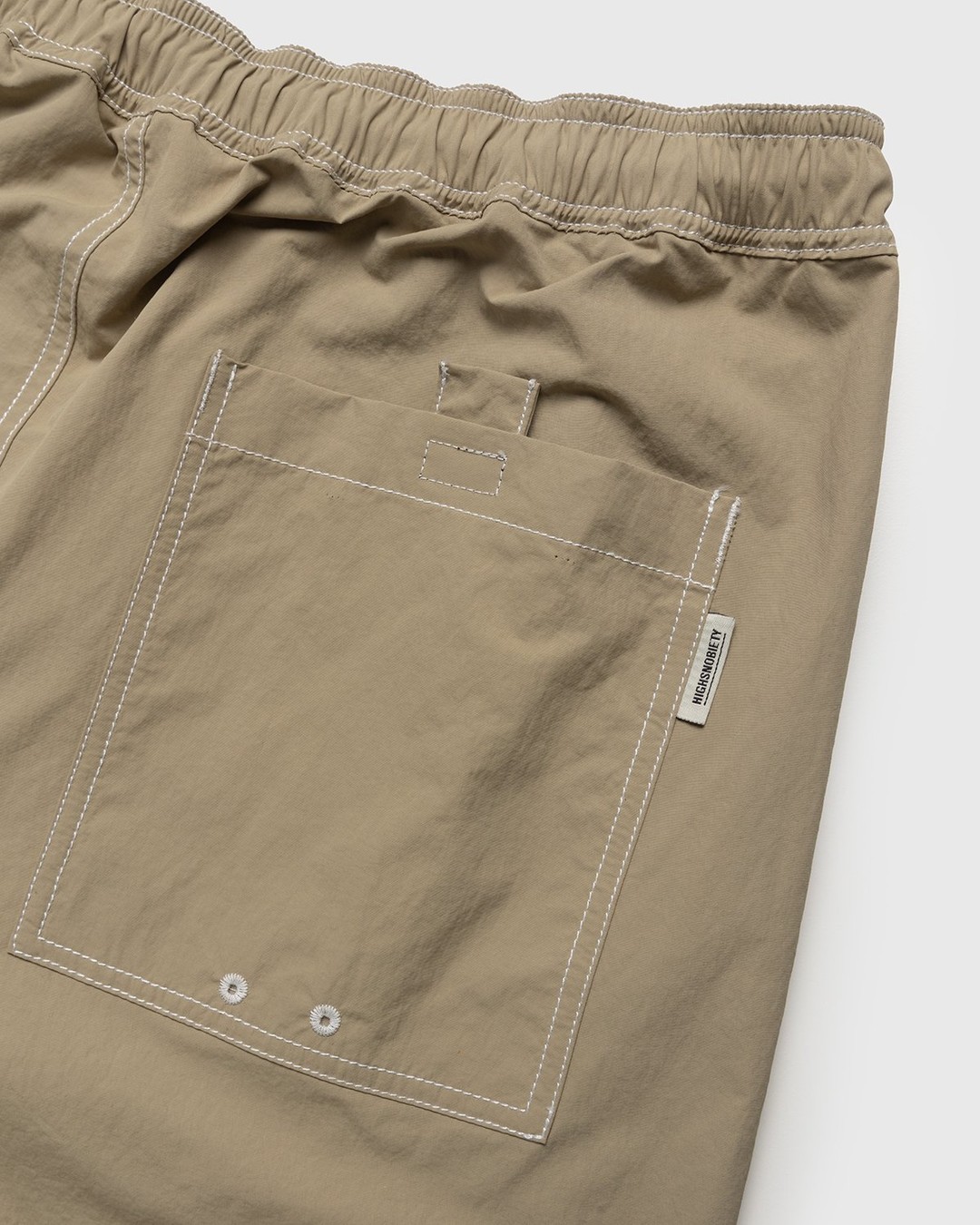Highsnobiety – Contrast Brushed Nylon Elastic Pants Beige - Pants - Beige - Image 4