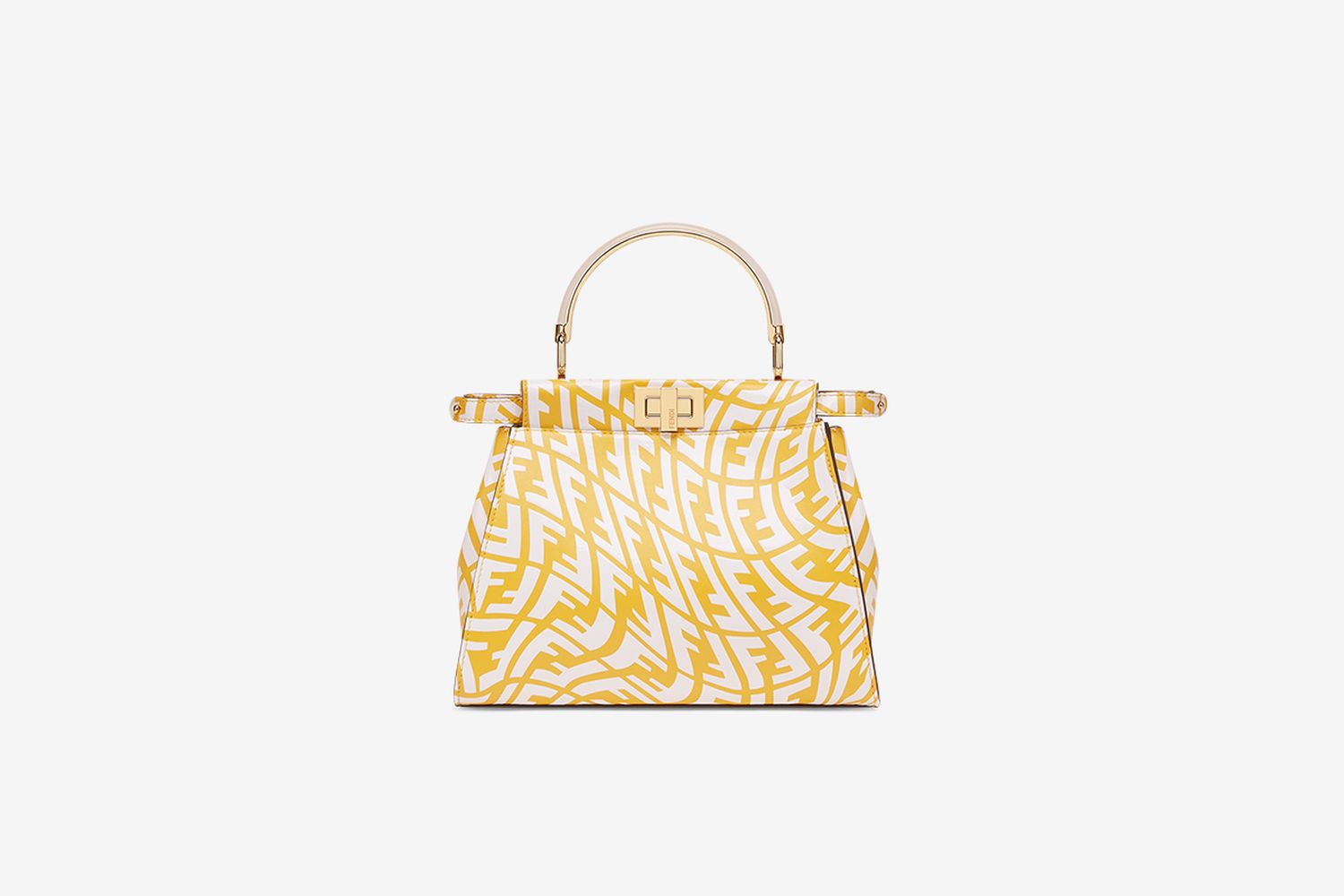Yellow and White FF Leather Bag
