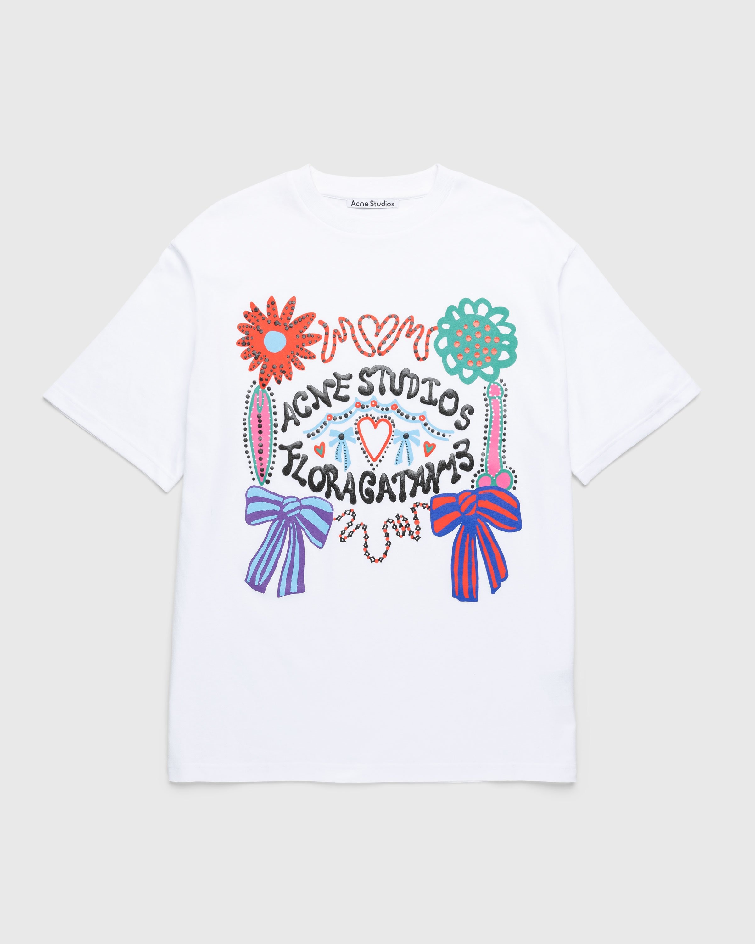 Acne Studios – Floragatan 13 Screenprint T-Shirt White - T-shirts - White - Image 1