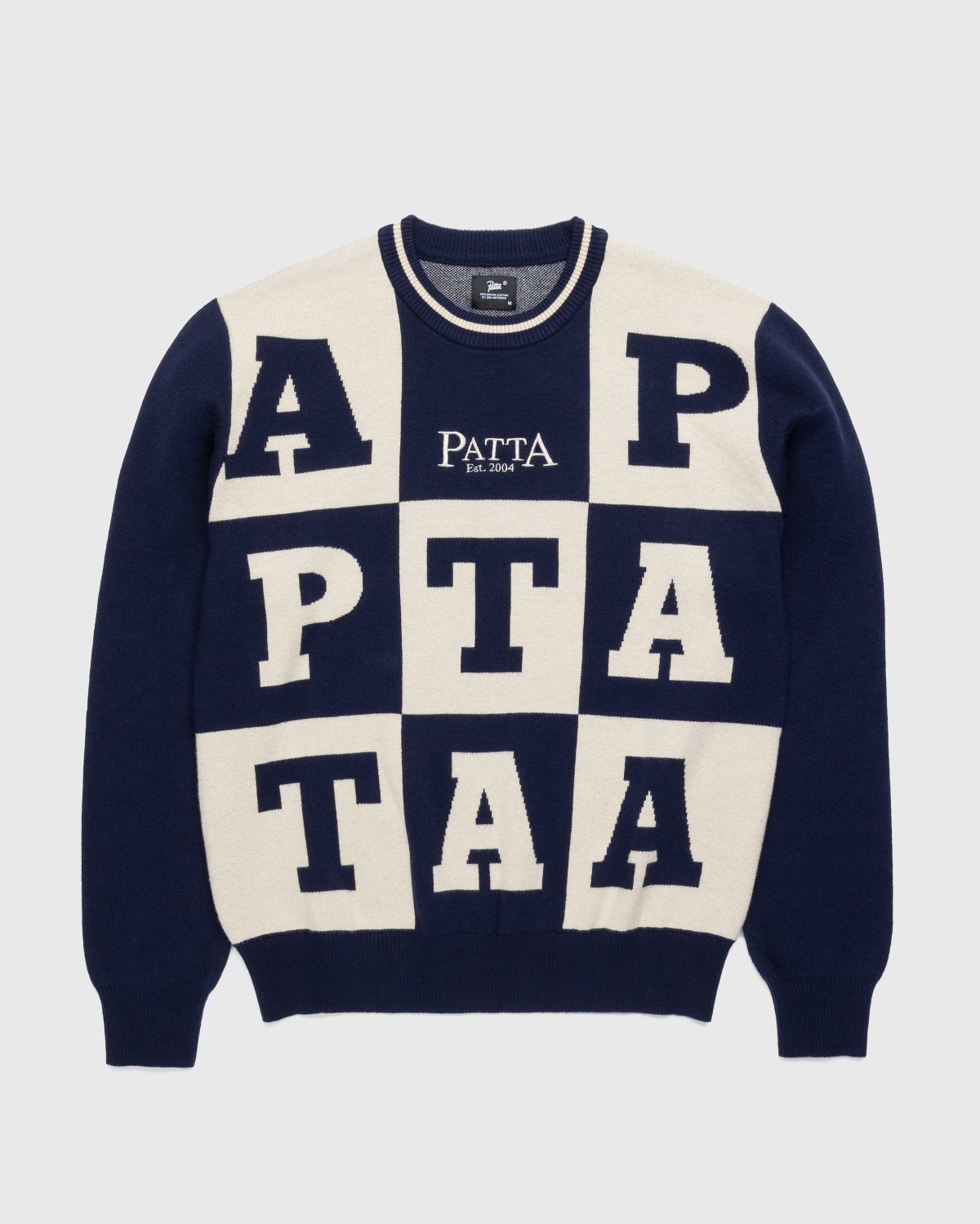 Patta – Alphabet Knitted Sweater Evening Blue/Pale Khaki - Knitwear - Green - Image 1