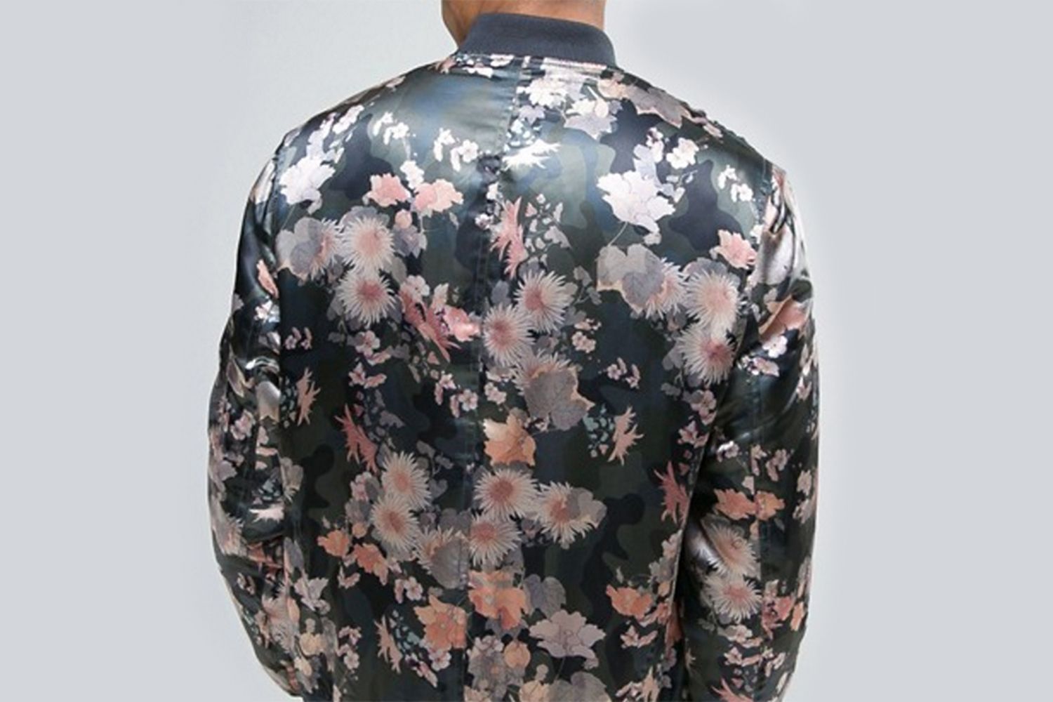 Bomber Jacket With Floral Camo Print