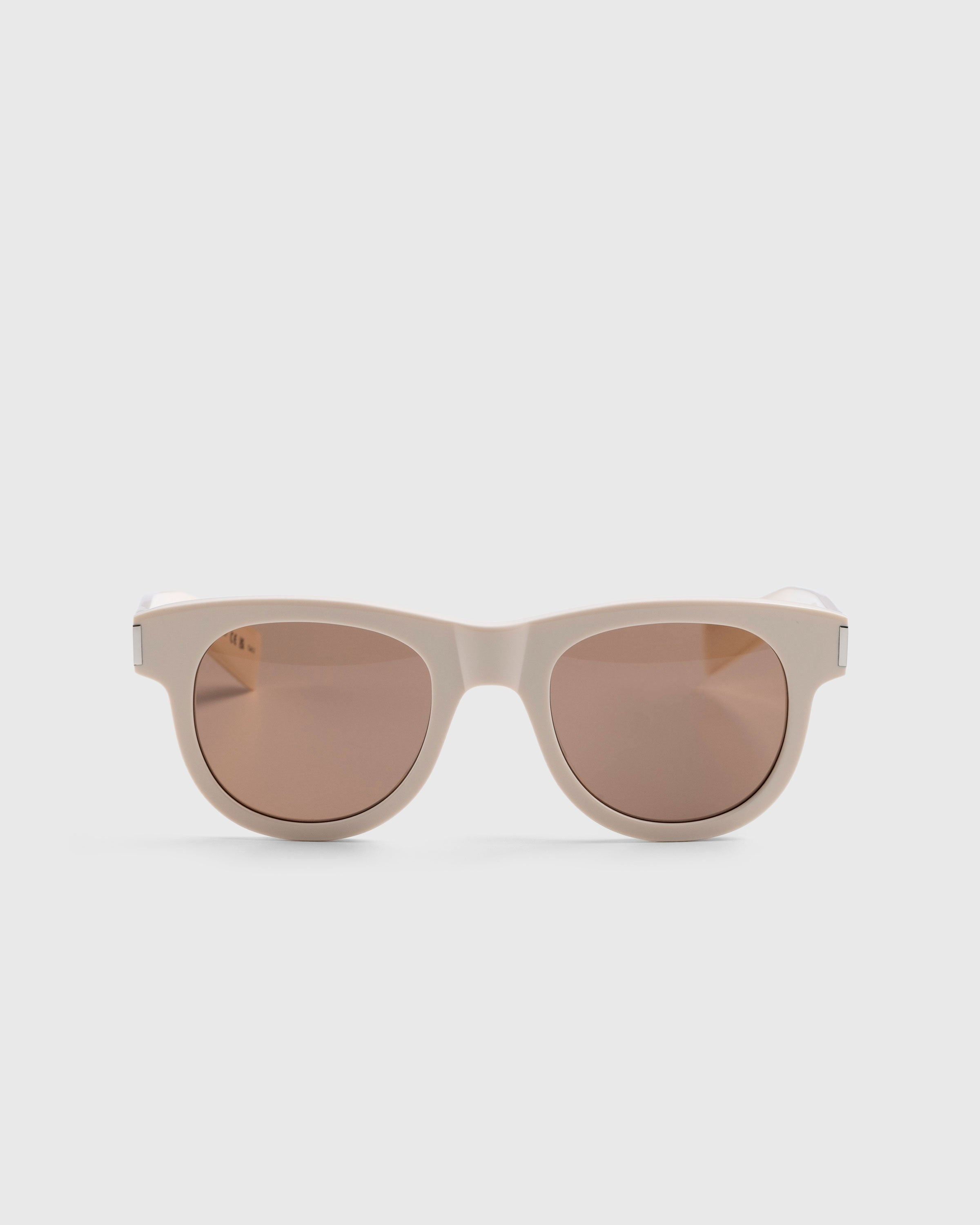 Saint Laurent – SL 571 Round Frame Sunglasses Ivory/Brown - Eyewear - Multi - Image 1