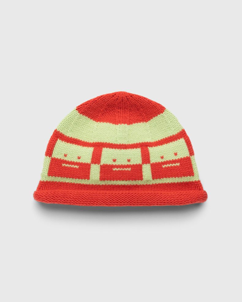Acne Studios – Checkerboard Face Beanie Red