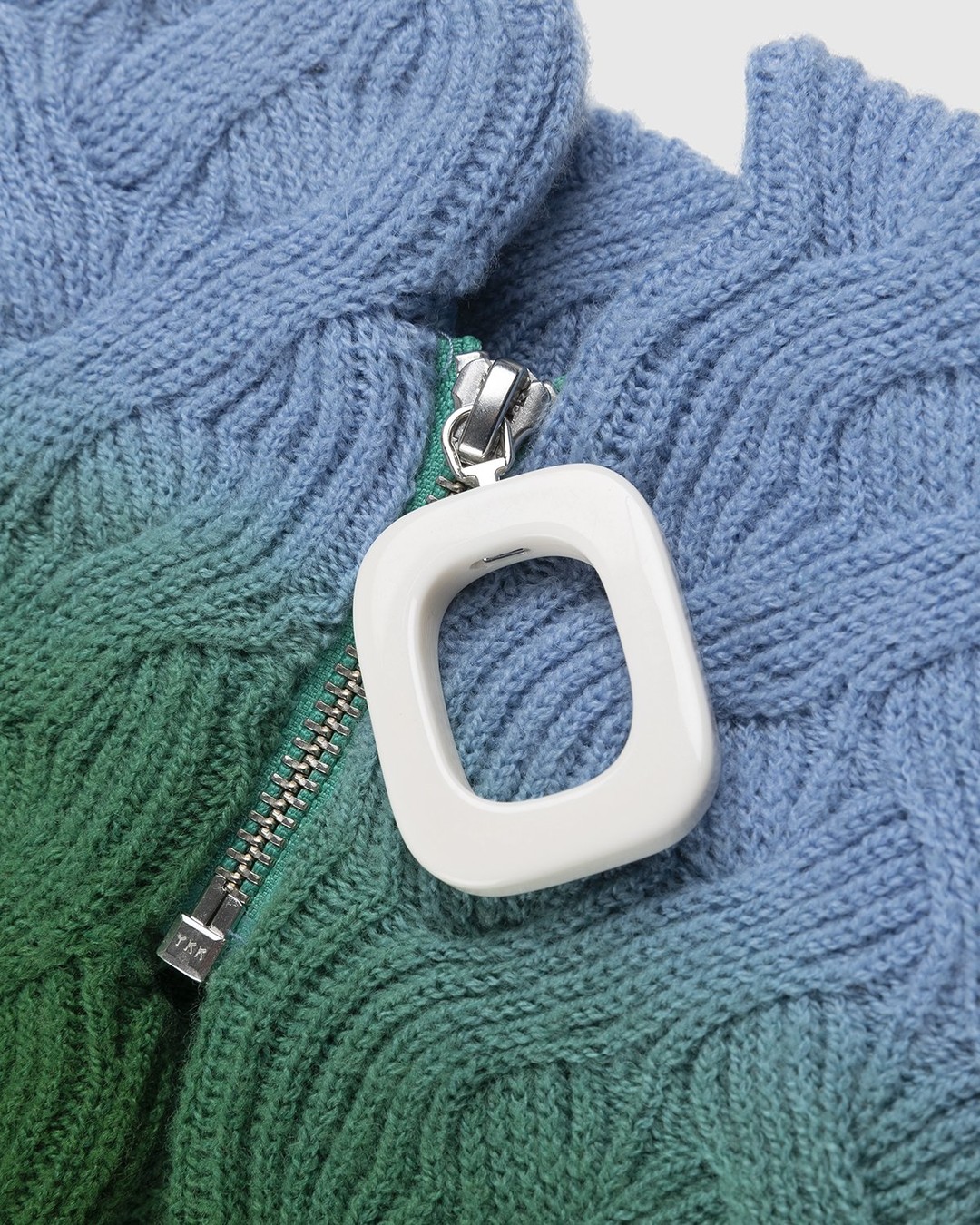 J.W. Anderson – Cable Knit Foldover Neckband Green/Blue - Scarves - Multi - Image 3