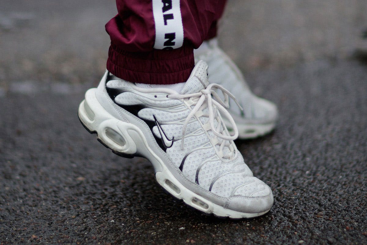 Nike Air Max Plus white on feet look
