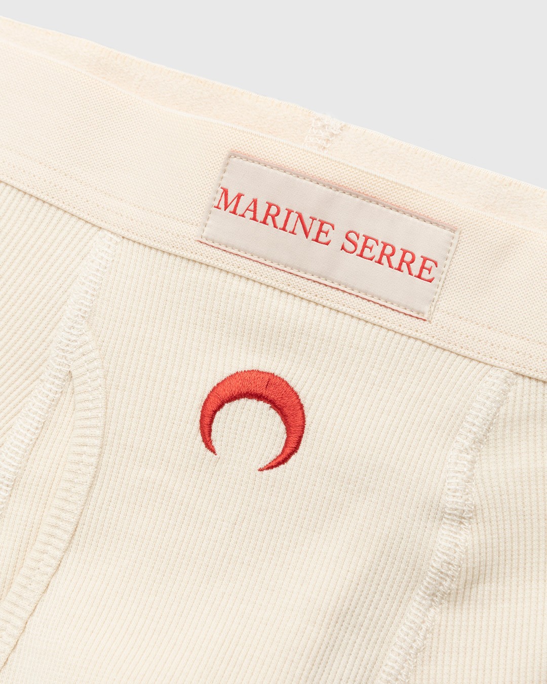 Marine Serre – Organic Cotton Ribbed Boxers Beige - Boxers - Beige - Image 5
