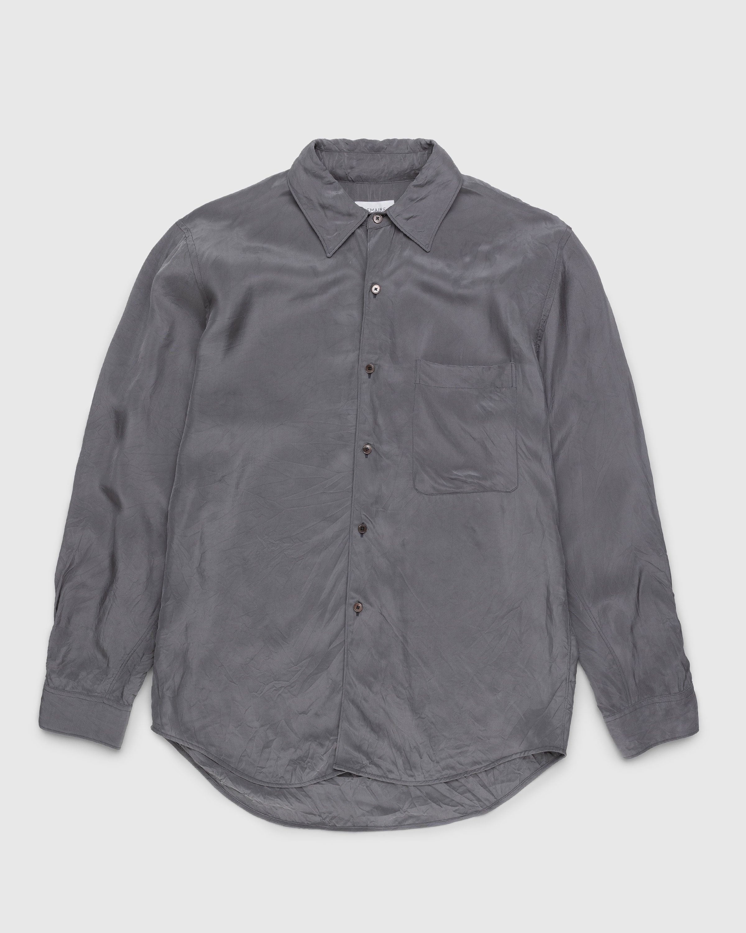 Lemaire – Crinkled Longsleeve Shirt Aluminum - Shirts - Grey - Image 1