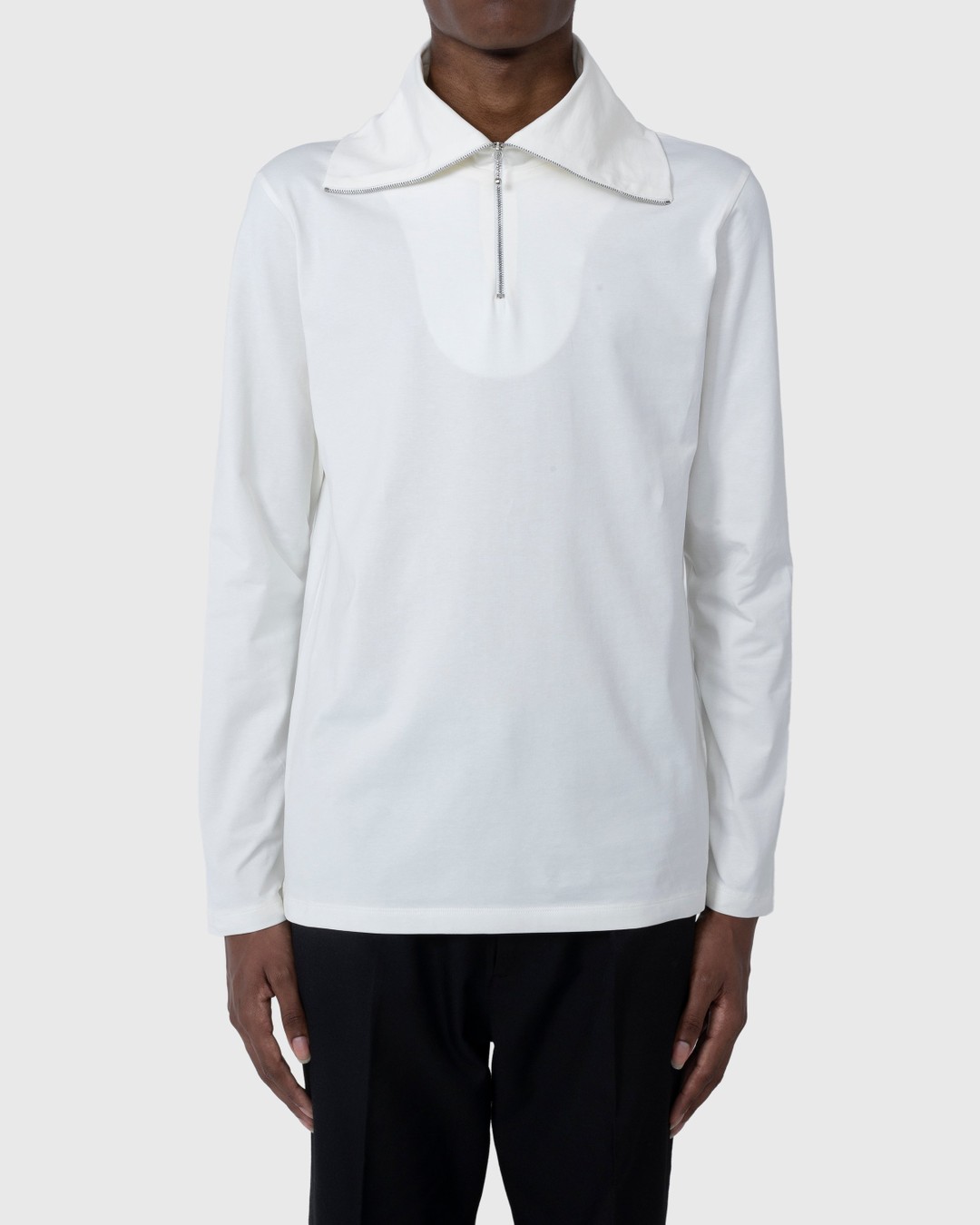 Jil Sander – Zip-Up Longsleeve Milk - Tops - Beige - Image 2