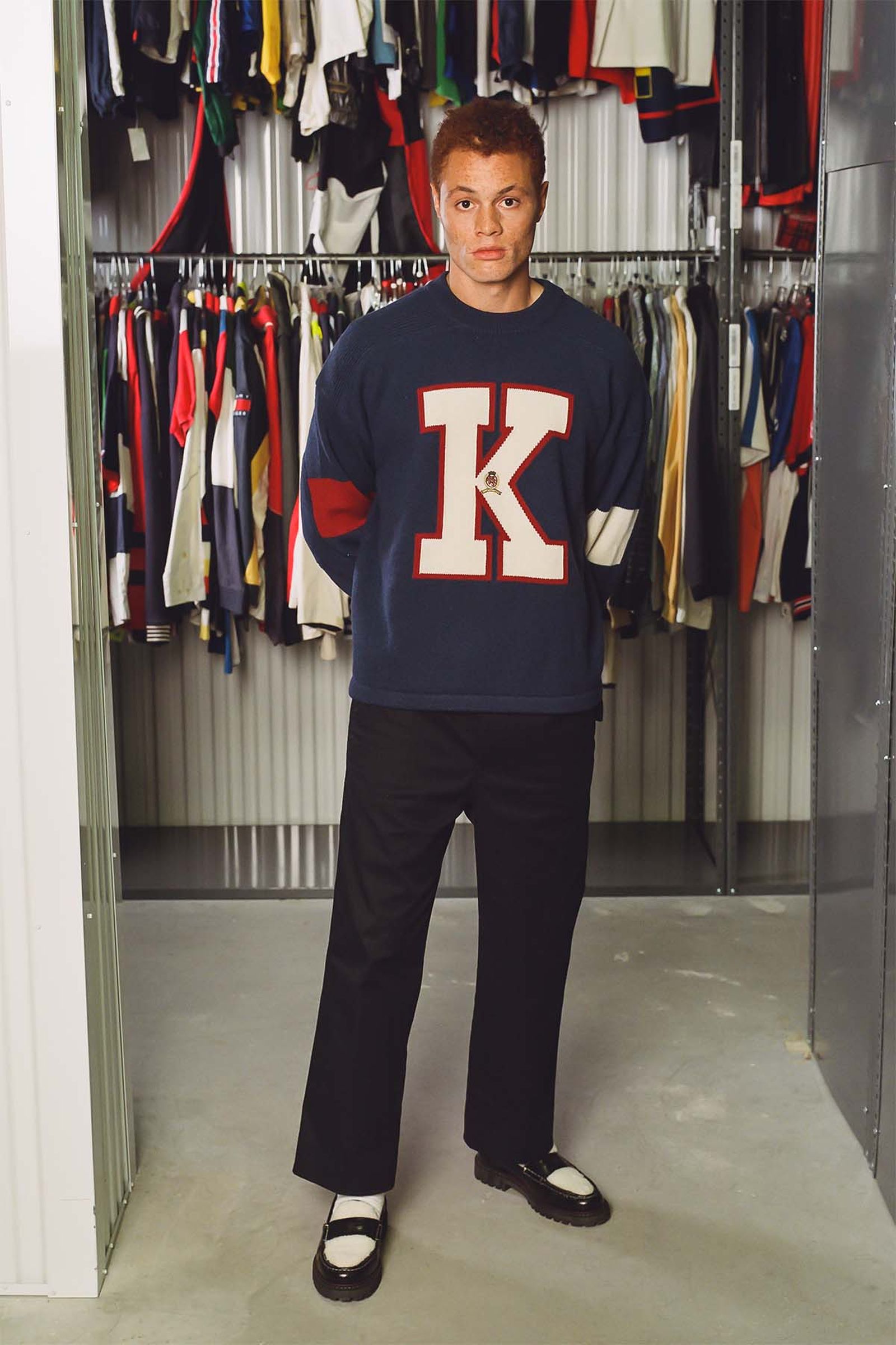 Tommy Hilfiger x KITH Wool Varsity K Sweater (FW18), Hilfiger Collection Men’s Relaxed Pleated Chino and Boat Shoes (Fall 2020)