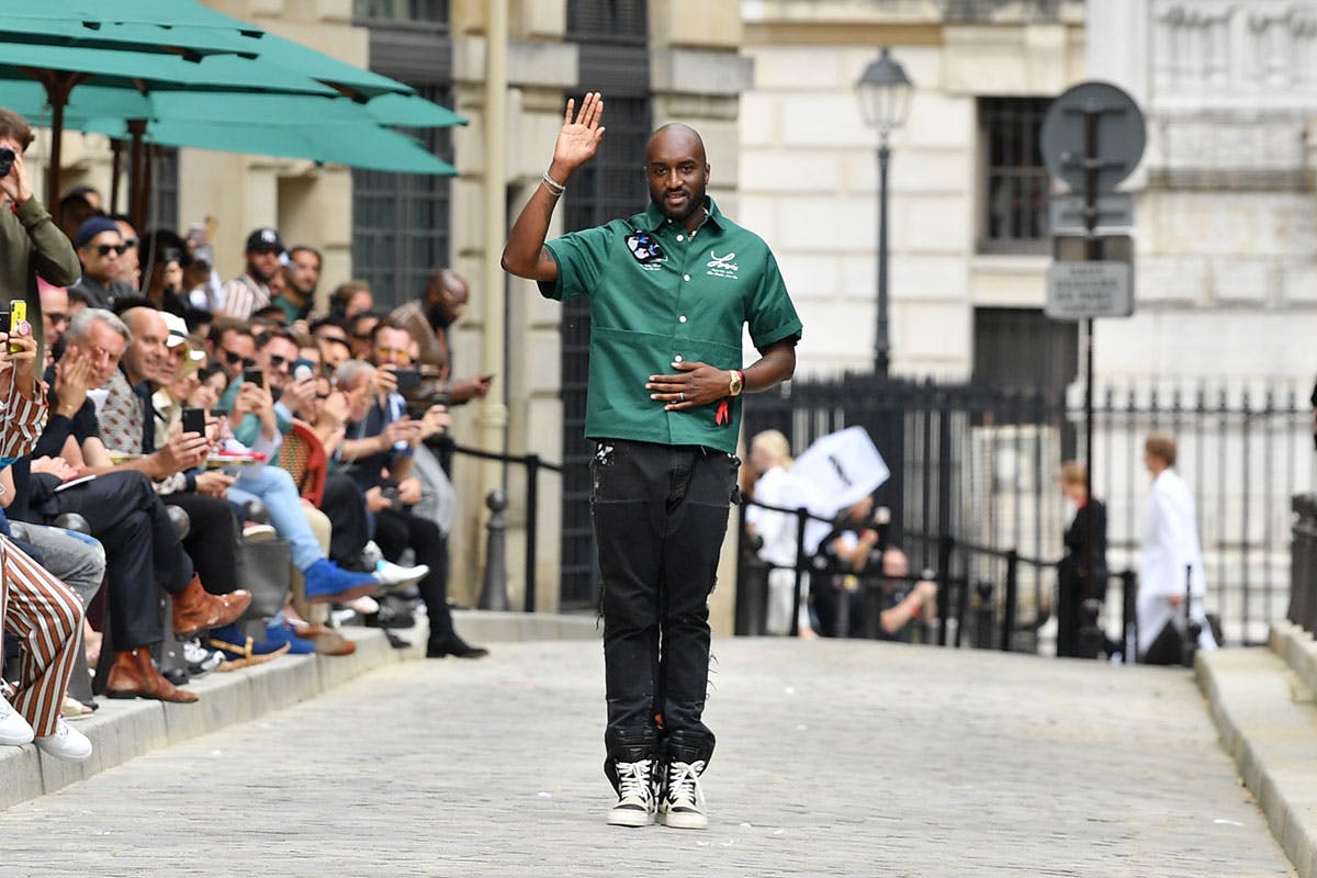 Virgil Abloh waves at Louis Vuitton show