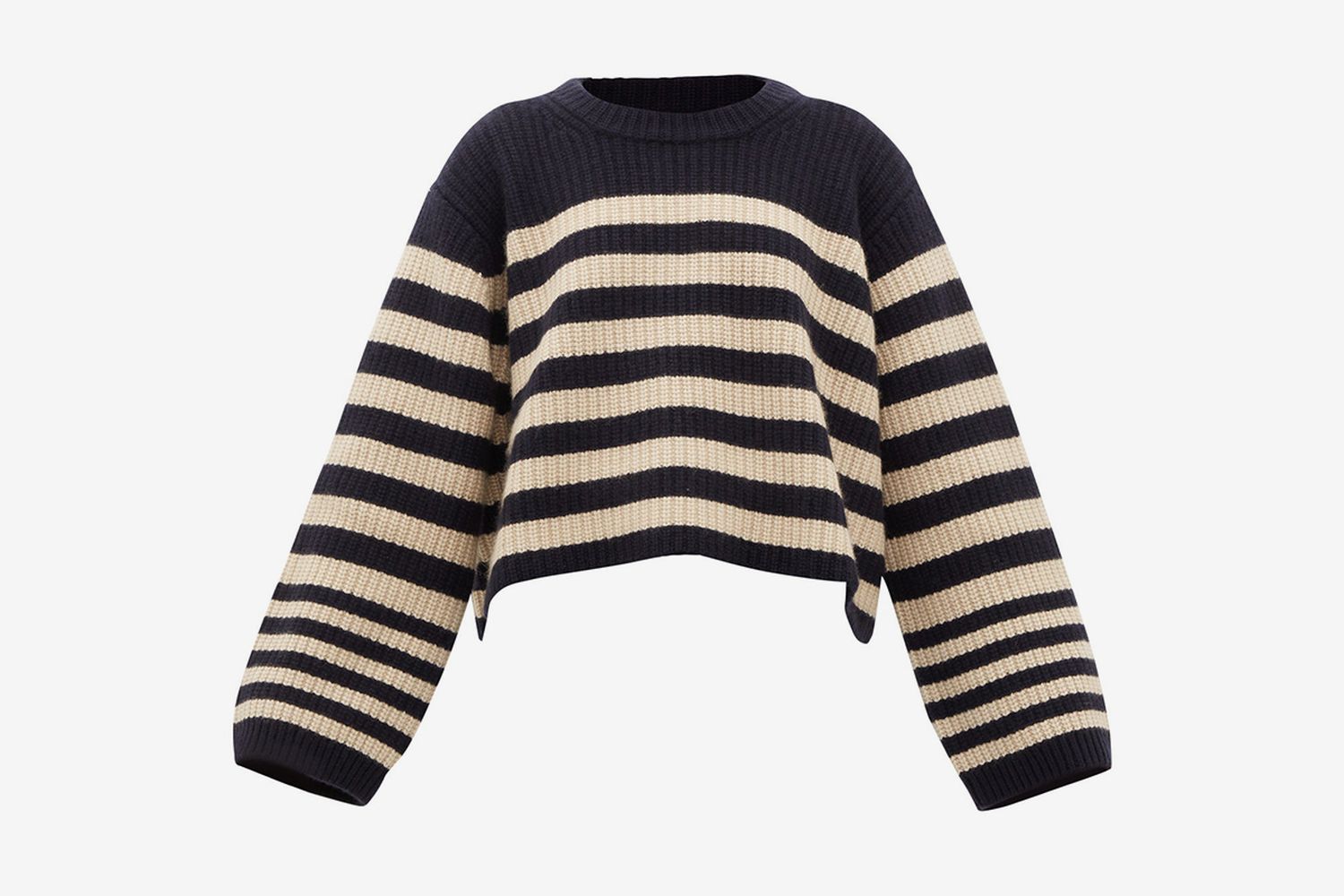 Dotty Cropped-hem Striped Cashmere Sweater