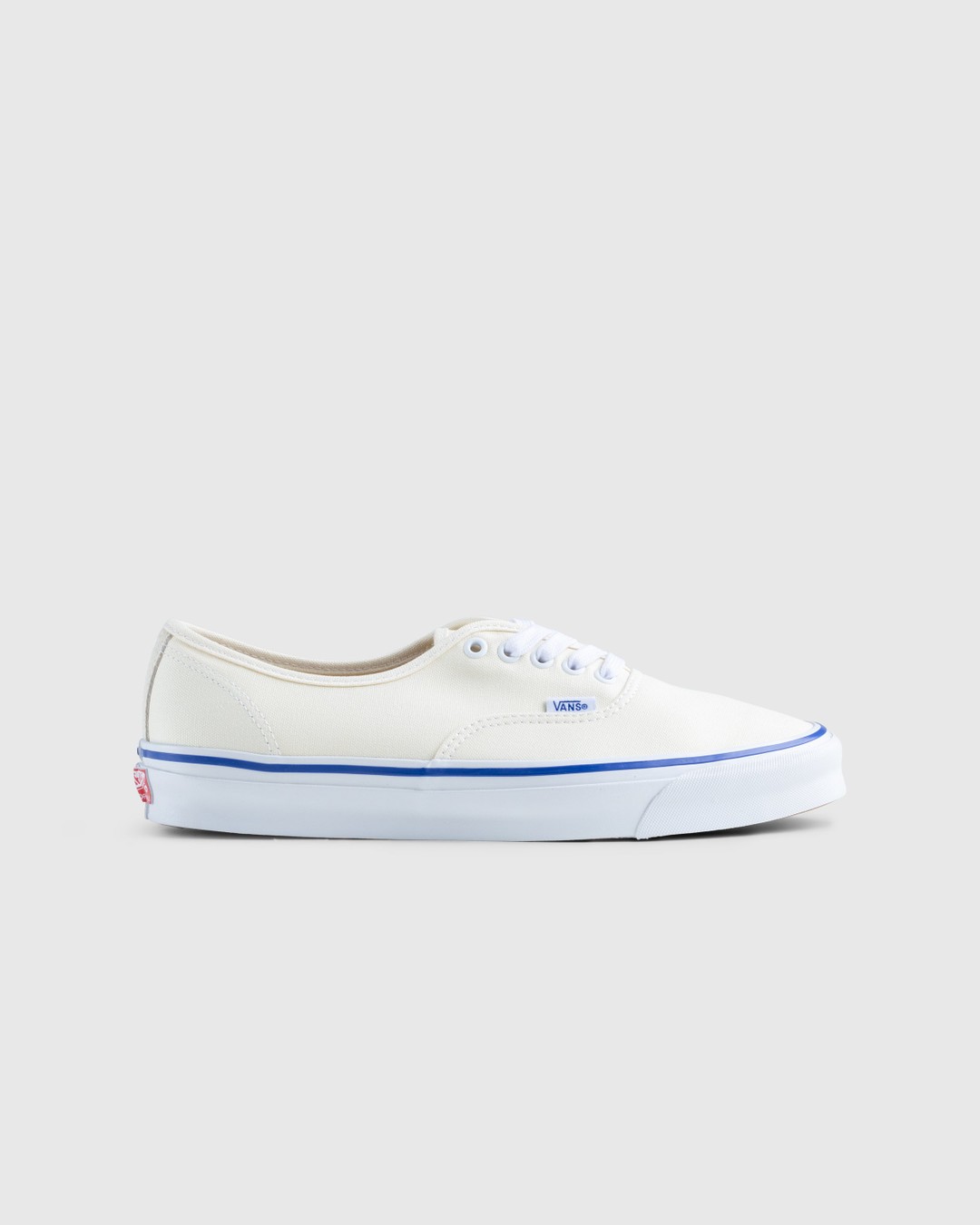 White vans blue line hot sale