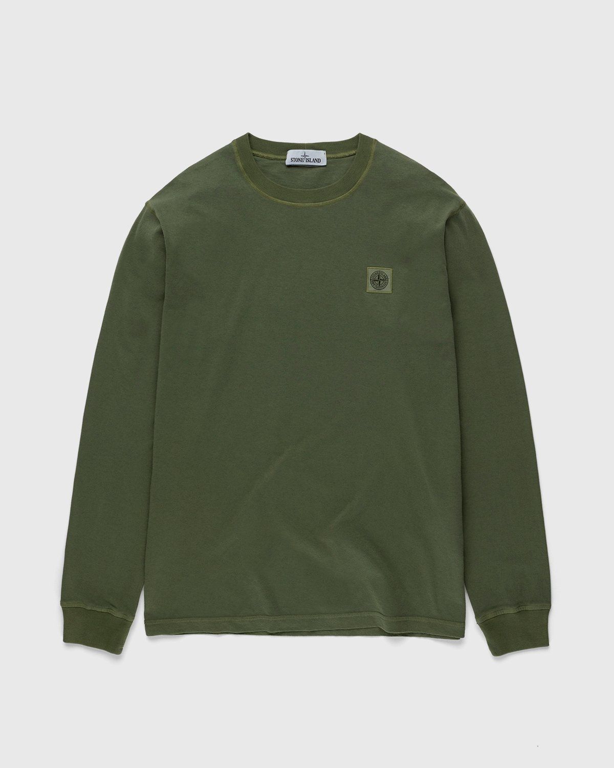 Stone Island – 21857 Garment-Dyed Fissato T-Shirt Olive Green - Image 1