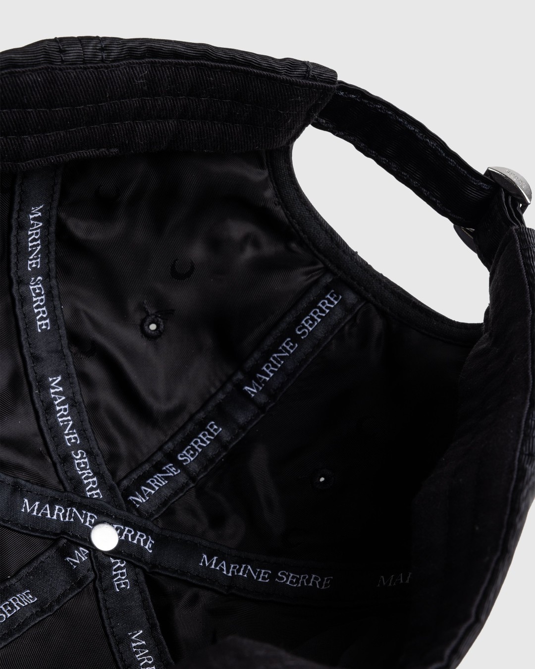 Marine Serre – Embroidered Regenerated Moire Cap Black - Hats - Black - Image 5