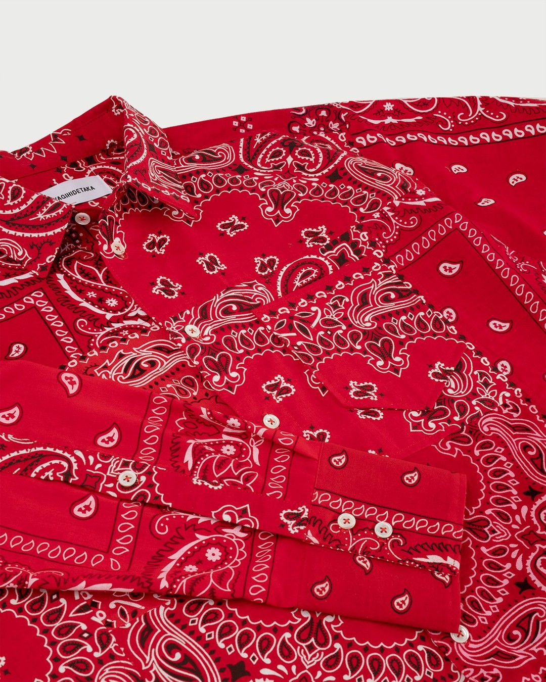 Miyagihidetaka – Bandana Shirt Red - Longsleeve Shirts - Red - Image 4