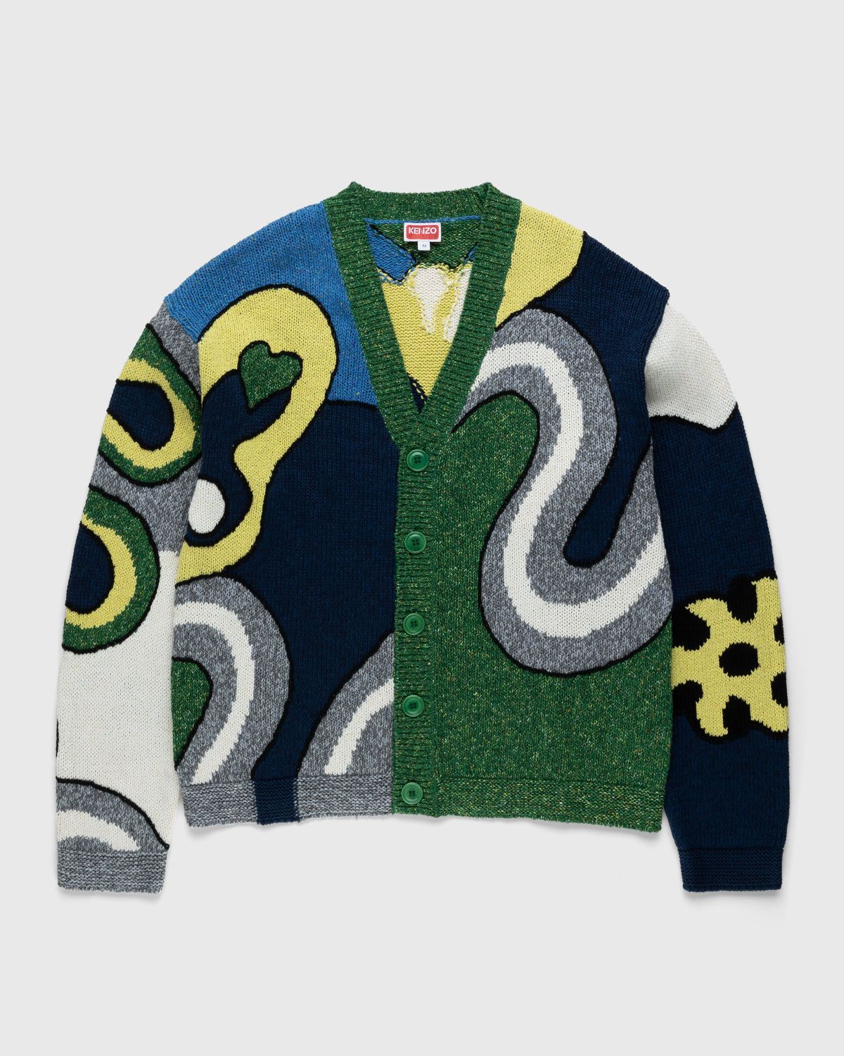 Kenzo – Wavy Stripe Wool Cardigan Midnight Blue - Knitwear - Blue - Image 1